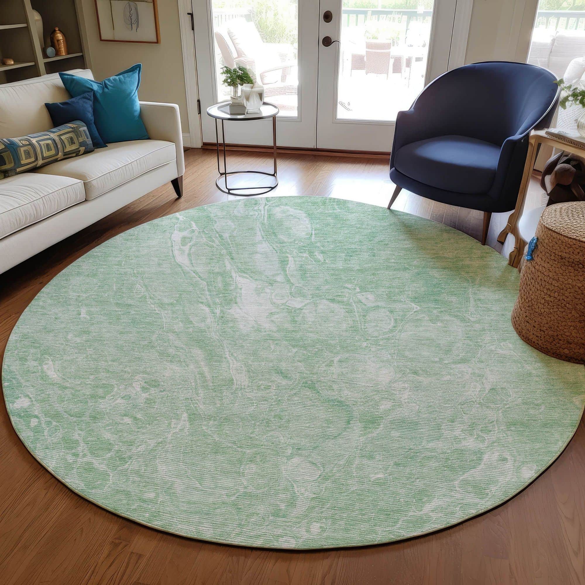 Machine Washable Mint Green Rug - Indoor / Outdoor - Kids / Pet Friendly Abstract Print Rug