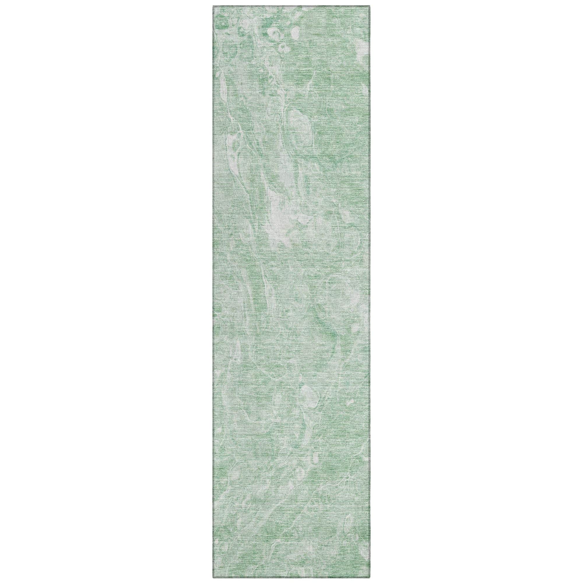 Machine Washable Mint Green Rug - Indoor / Outdoor - Kids / Pet Friendly Abstract Print Rug