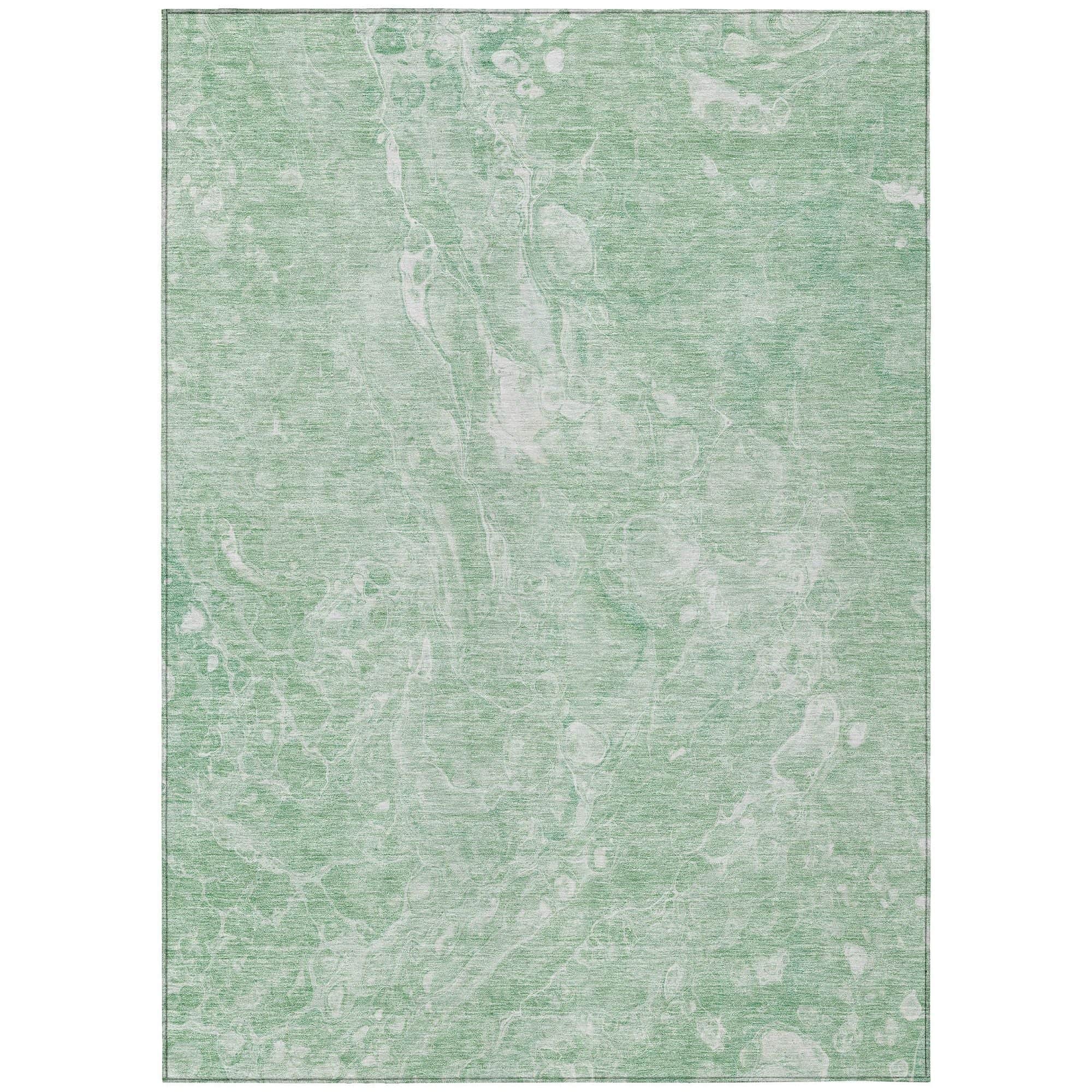 Machine Washable Mint Green Rug - Indoor / Outdoor - Kids / Pet Friendly Abstract Print Rug