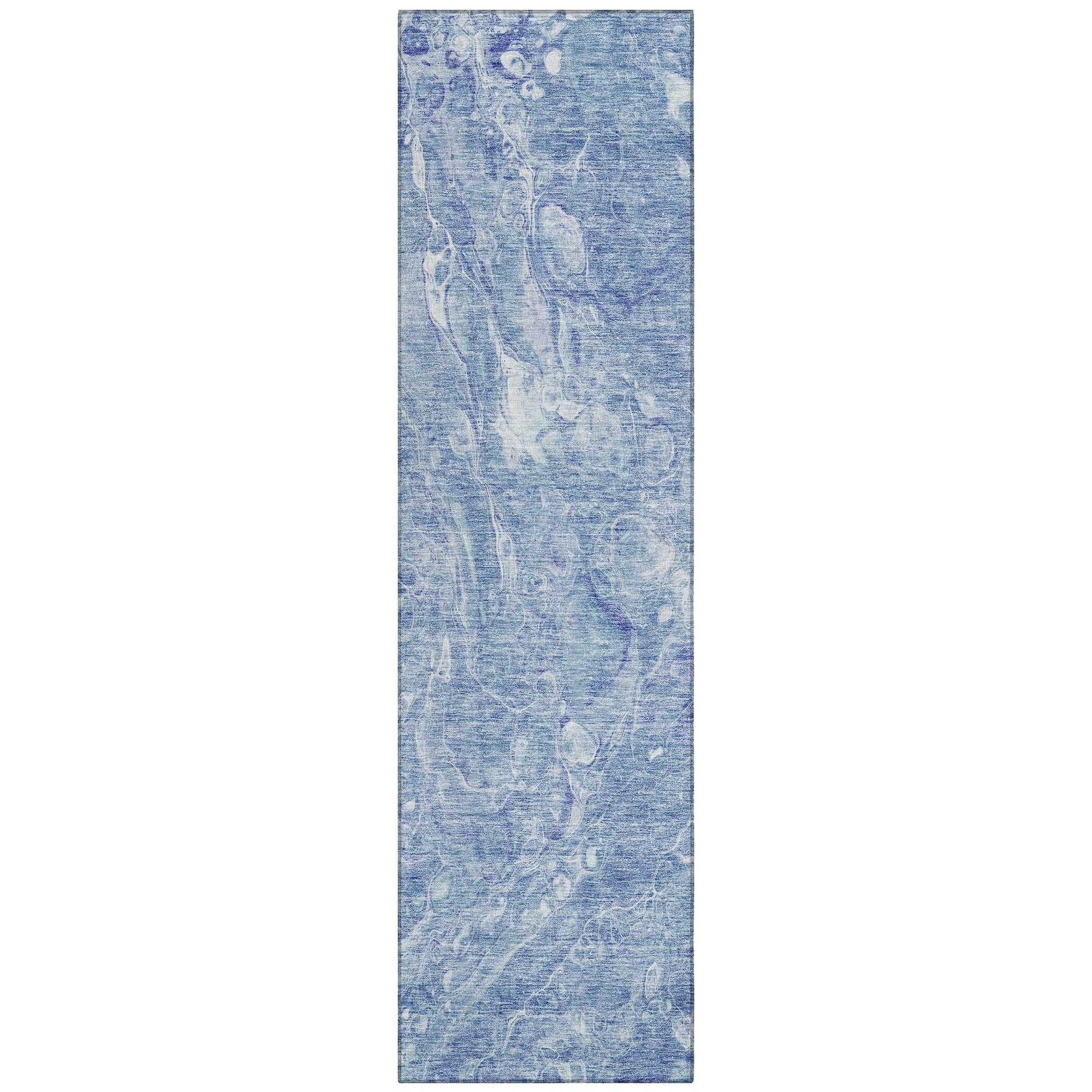 Machine Washable Sky Blue Rug - Indoor / Outdoor - Kids / Pet Friendly Abstract Print Rug