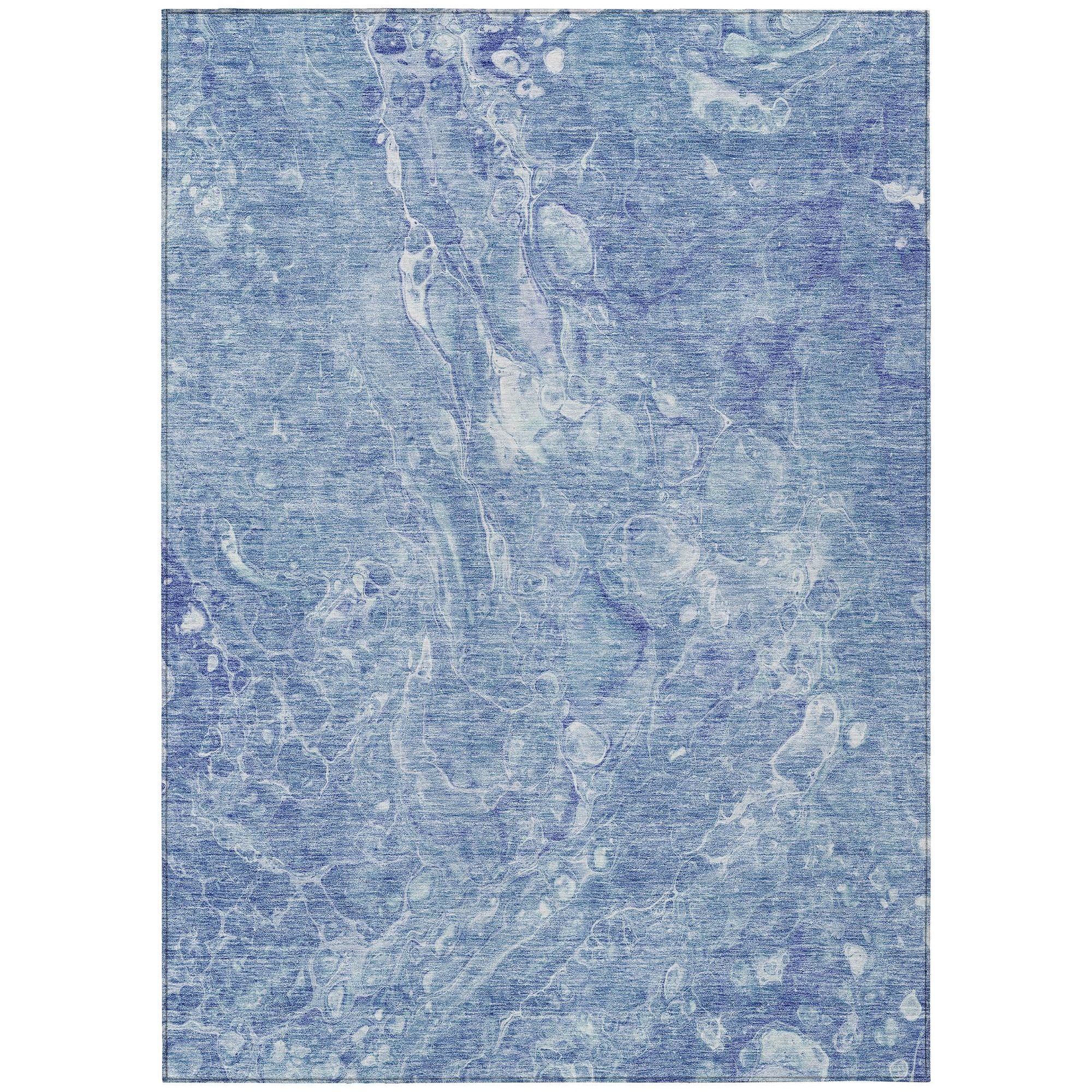 Machine Washable Sky Blue Rug - Indoor / Outdoor - Kids / Pet Friendly Abstract Print Rug