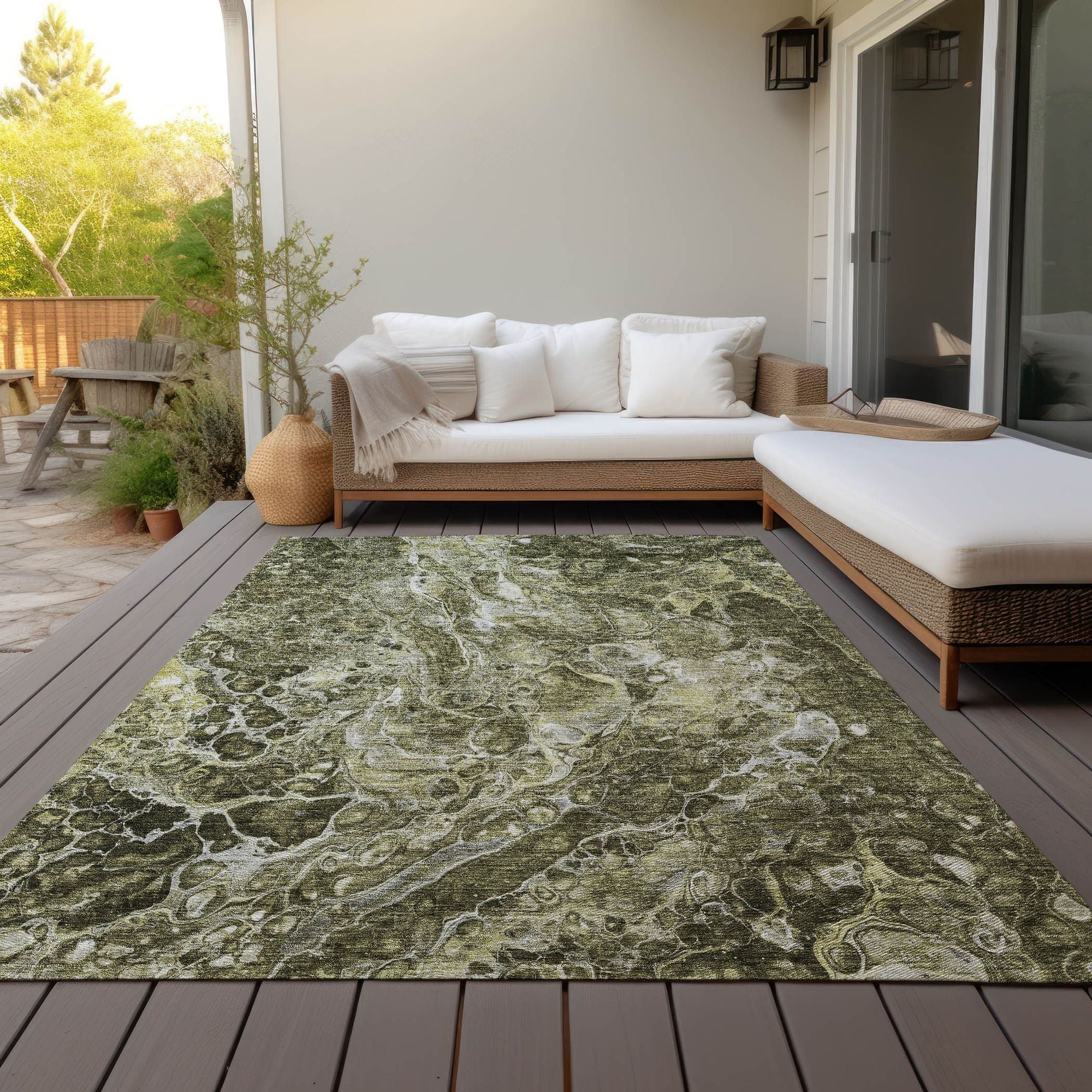 Machine Washable Taupe Brown Rug - Indoor / Outdoor - Kids / Pet Friendly Abstract Print Rug