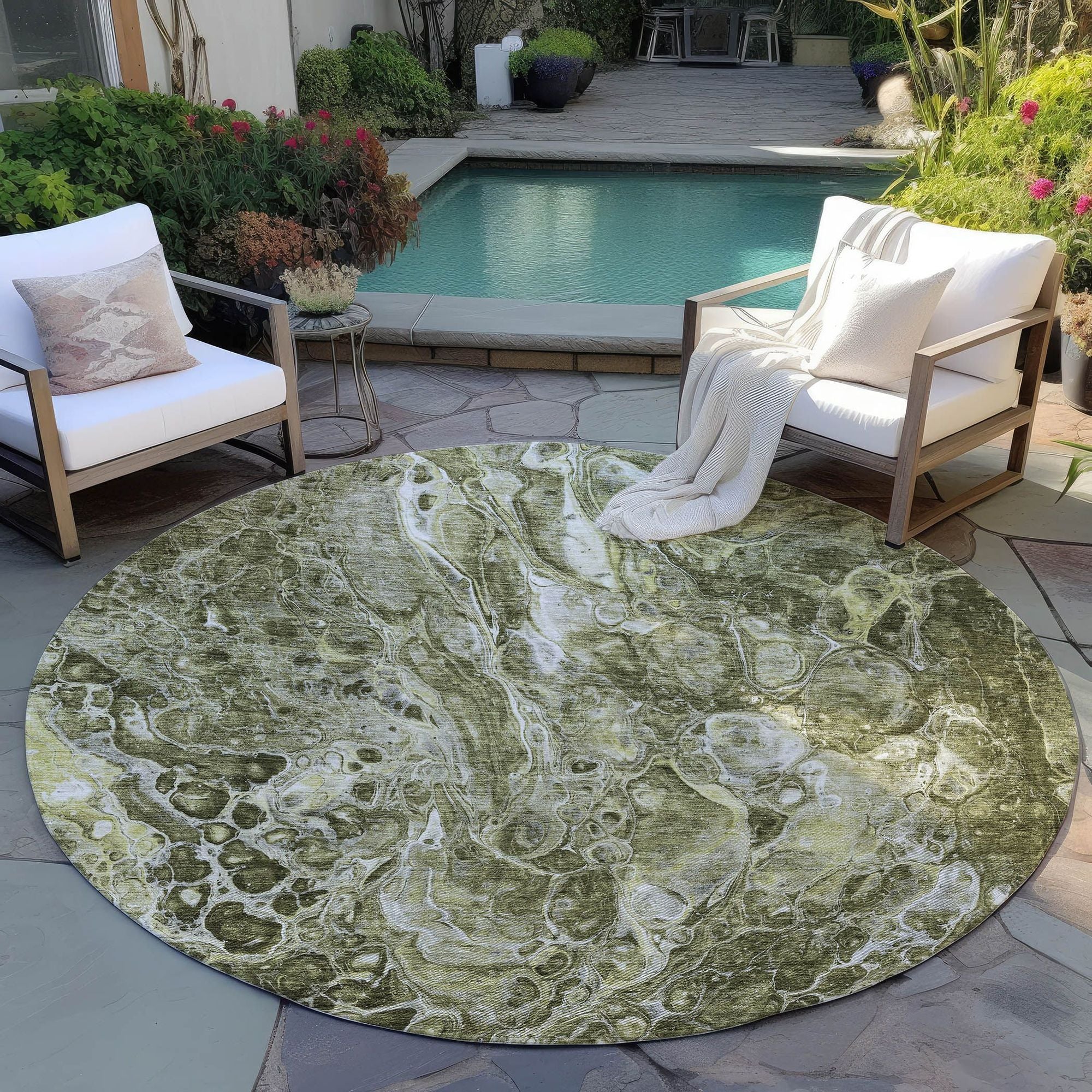 Machine Washable Taupe Brown Rug - Indoor / Outdoor - Kids / Pet Friendly Abstract Print Rug