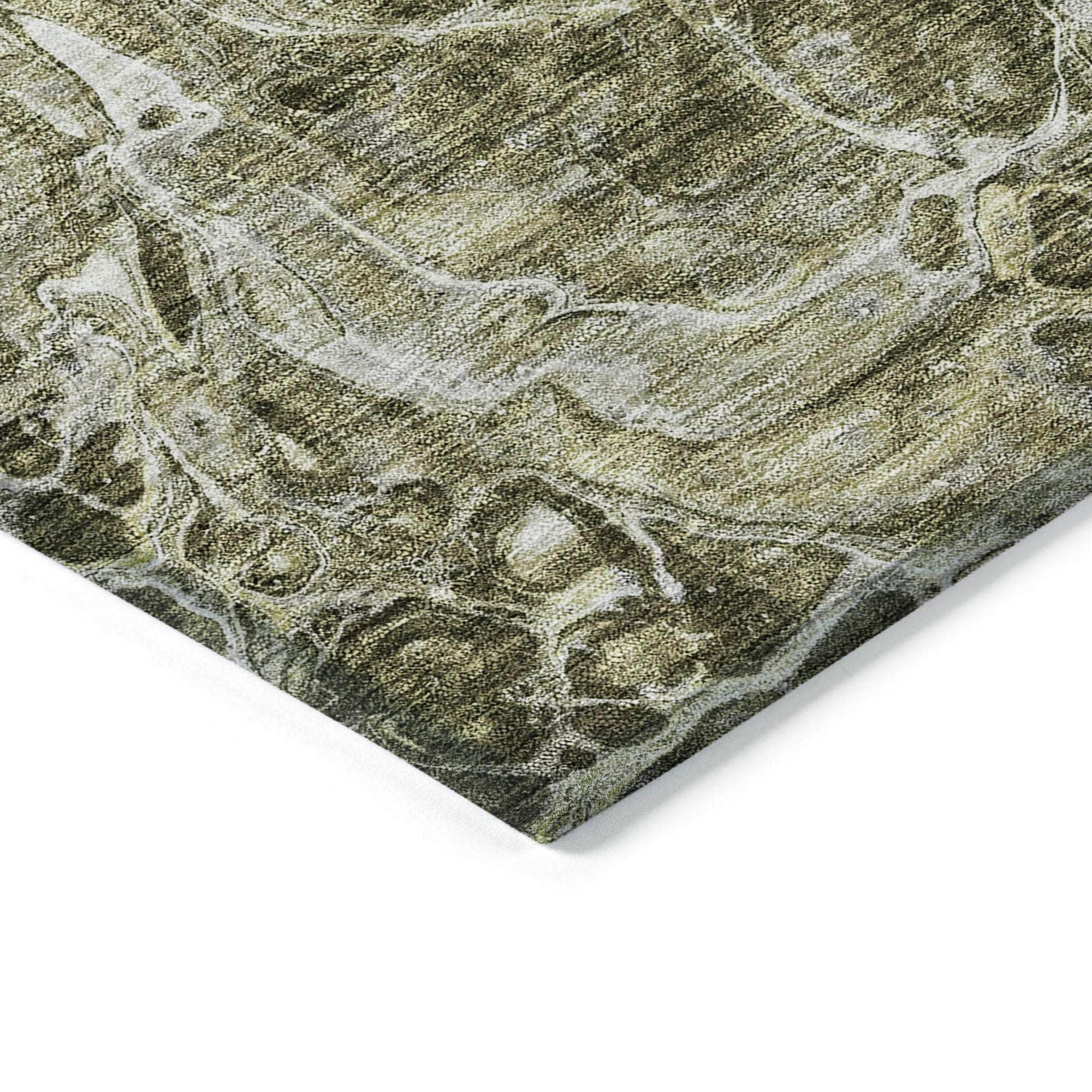 Machine Washable Taupe Brown Rug - Indoor / Outdoor - Kids / Pet Friendly Abstract Print Rug