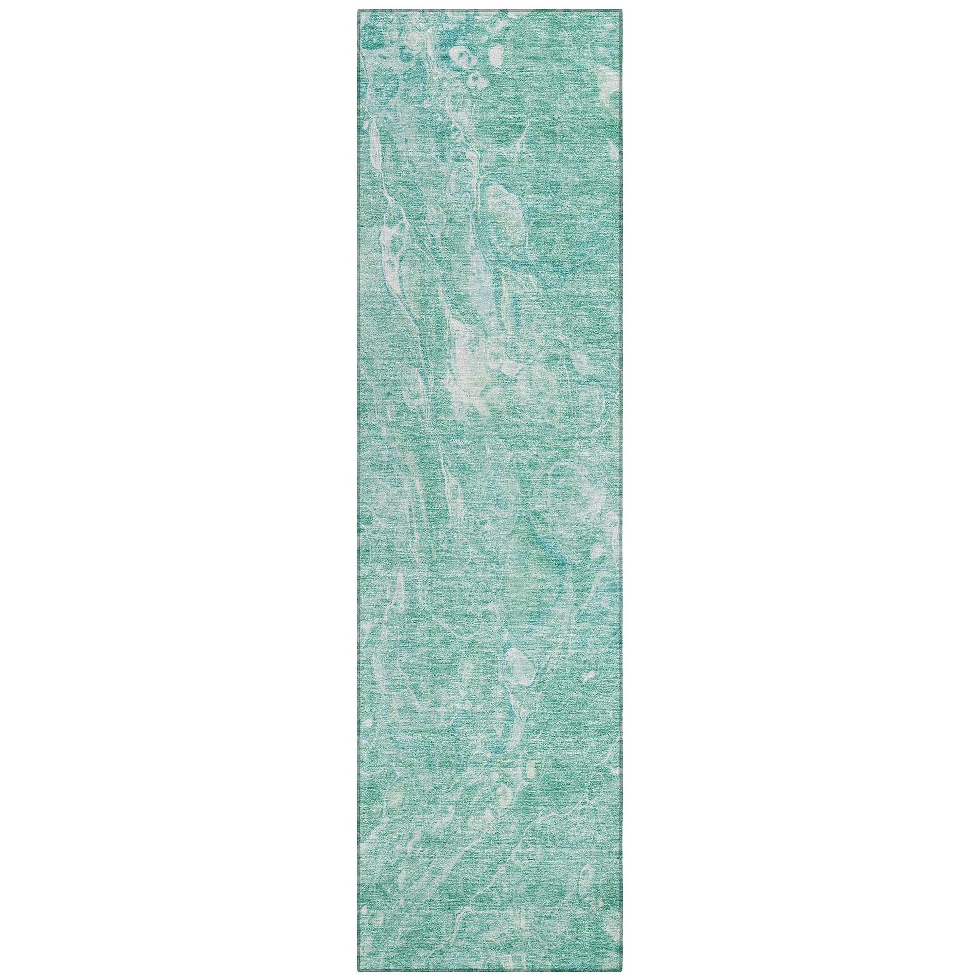 Machine Washable Teal Rug - Indoor / Outdoor - Kids / Pet Friendly Abstract Print Rug
