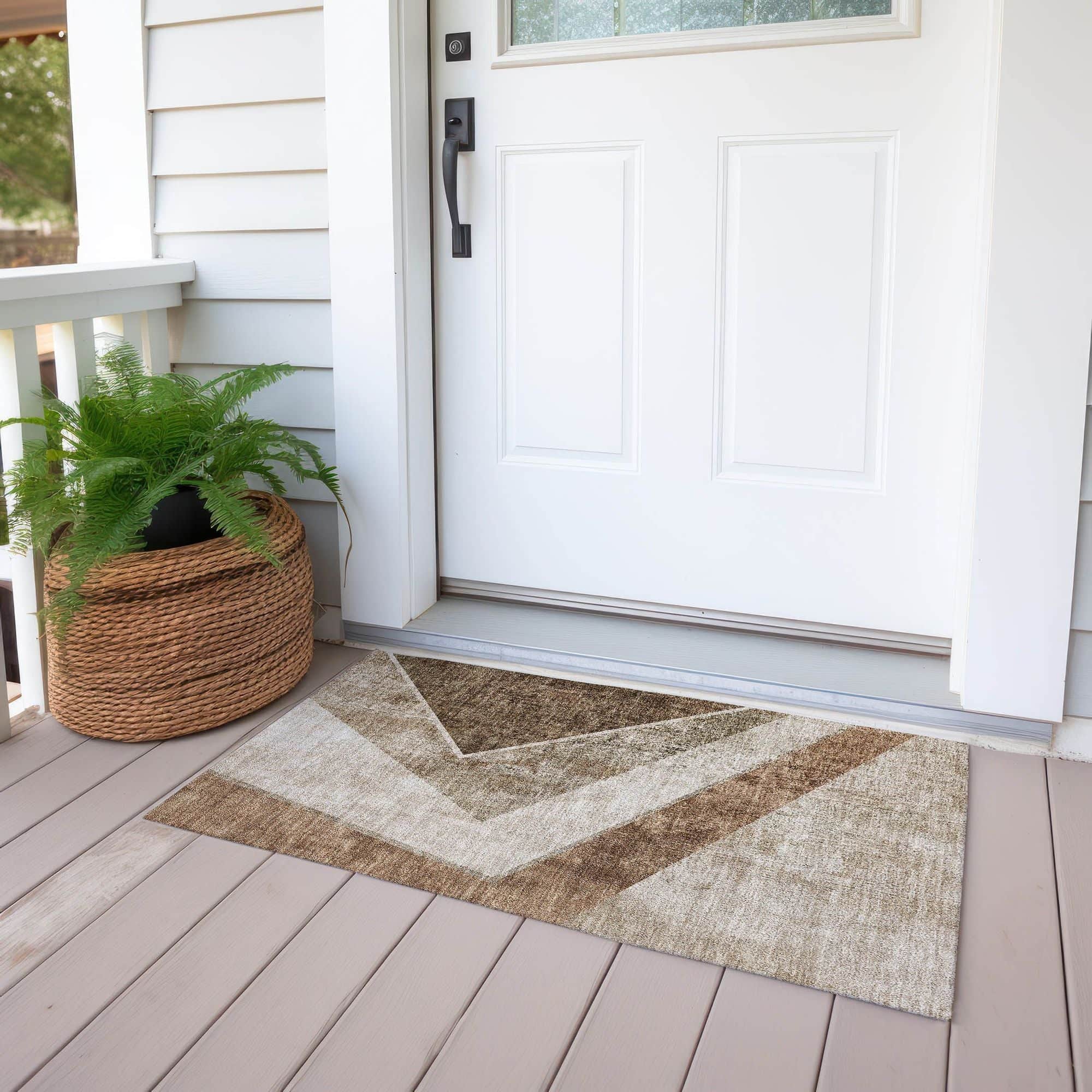 Ecru Machine Washable Rug