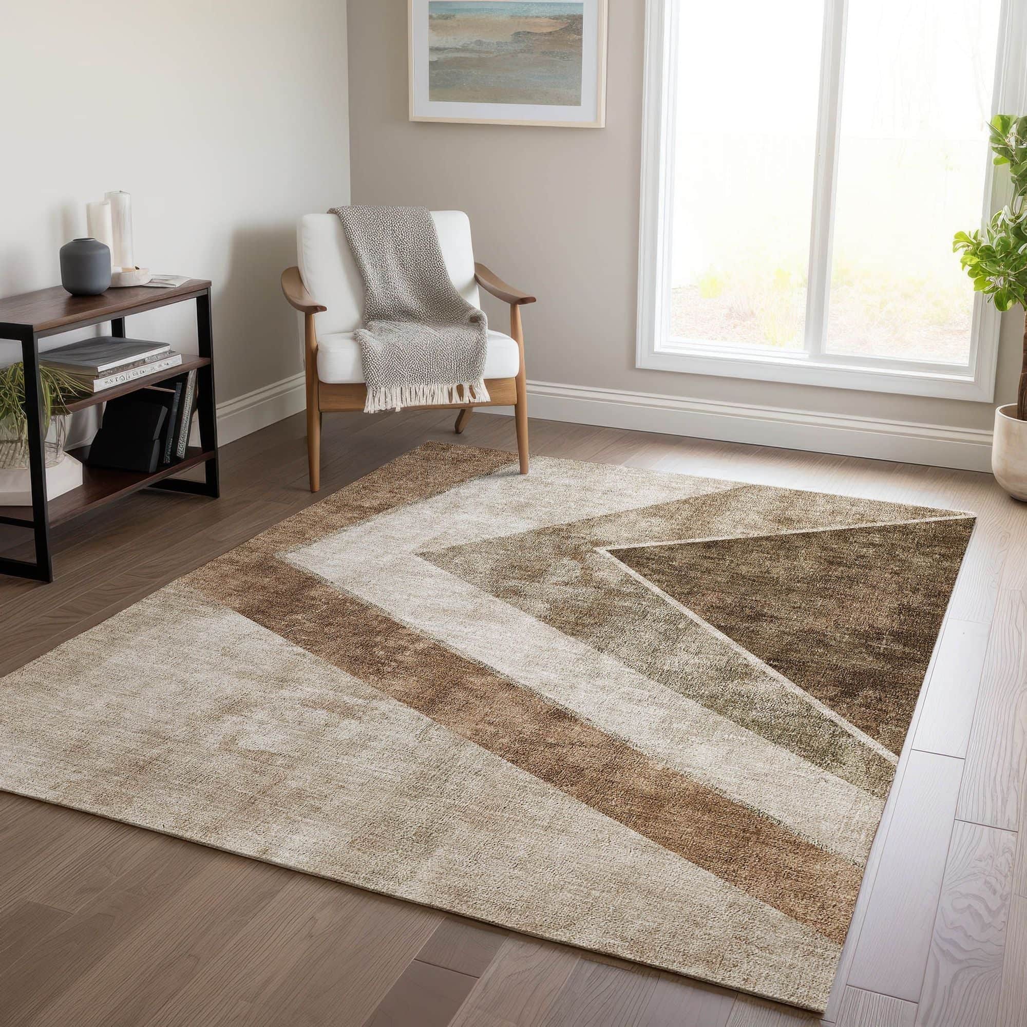 Ecru Machine Washable Rug