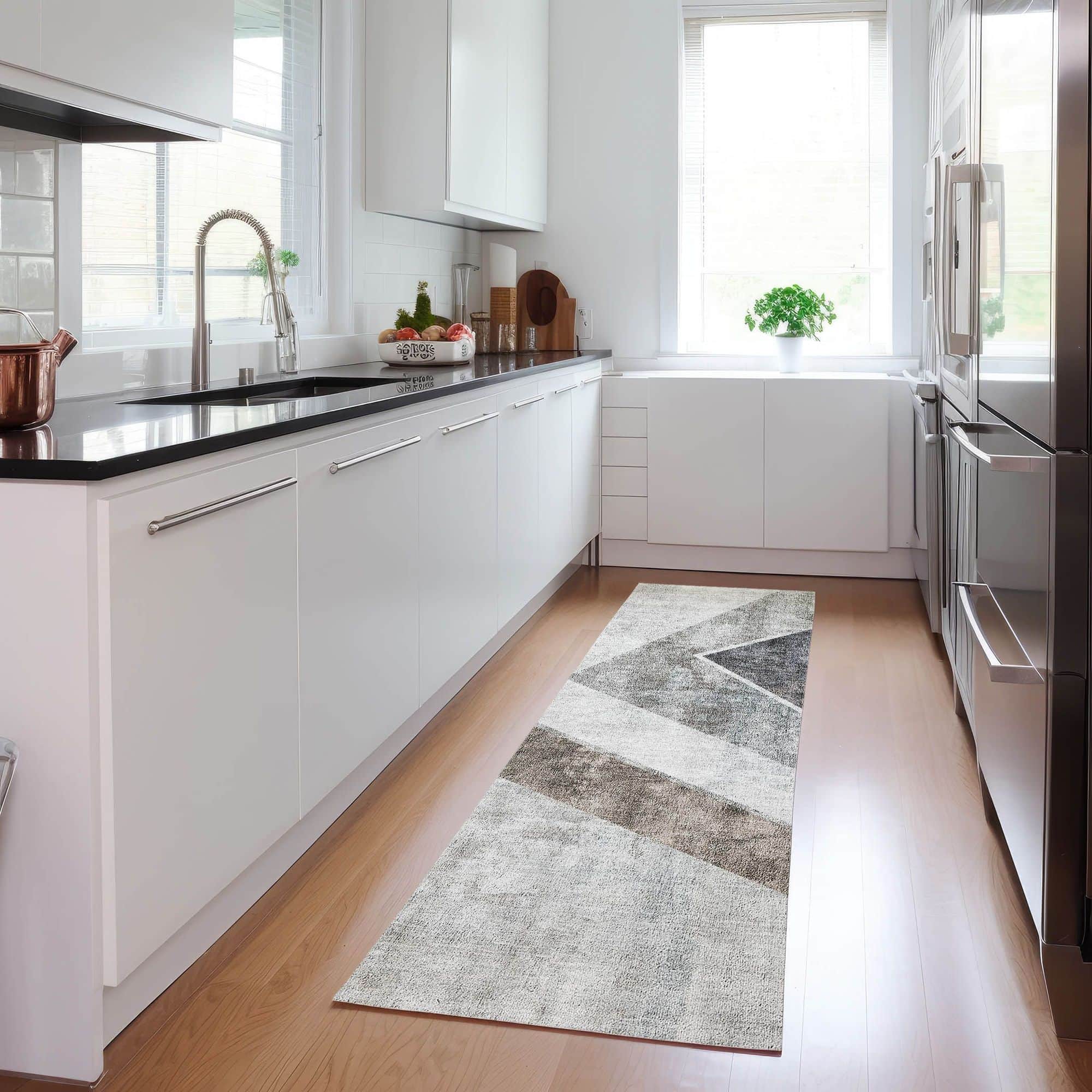 Taupe Machine Washable Rug