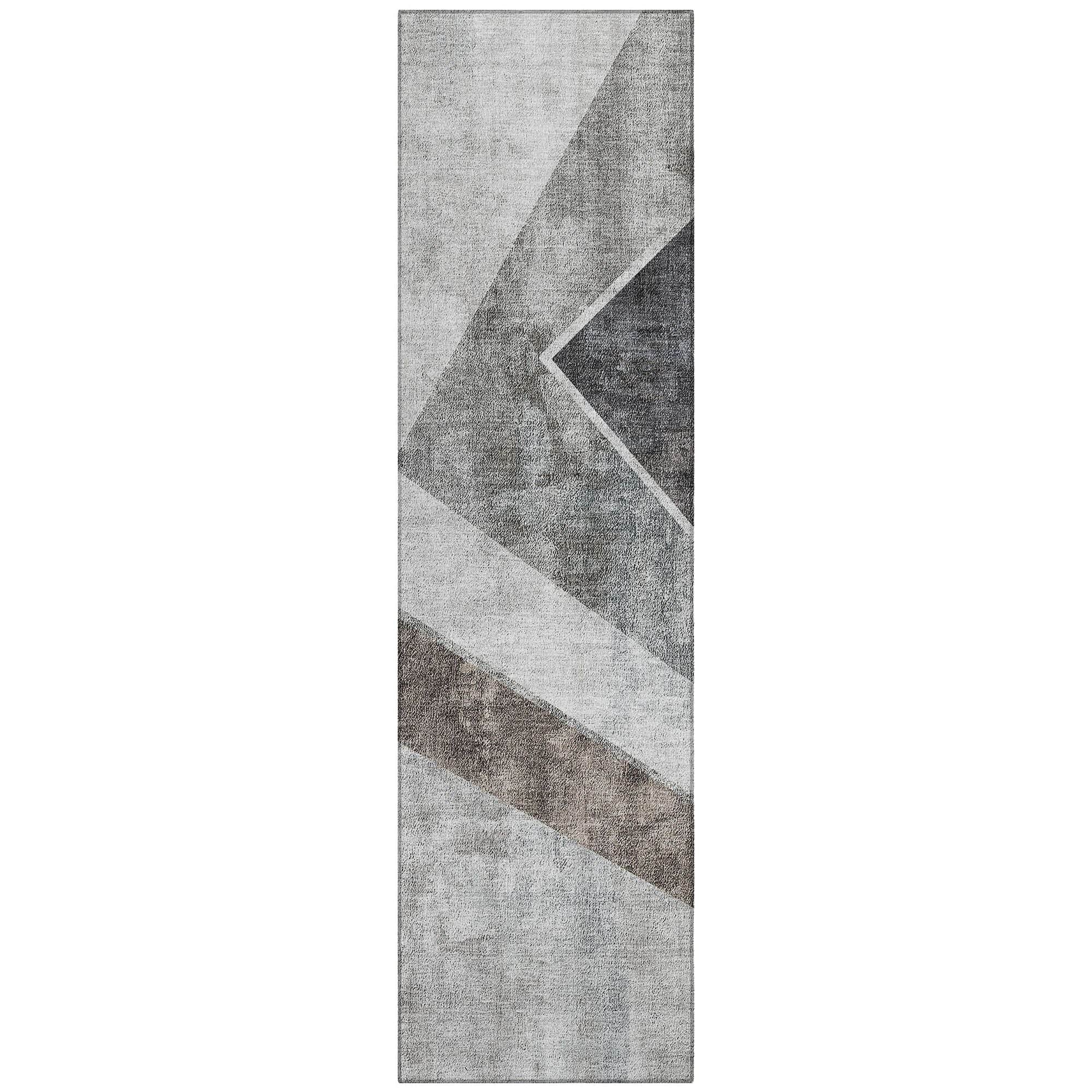 Machine Washable Gray Rug - Indoor / Outdoor - Kids / Pet Friendly Geometric Print Rug