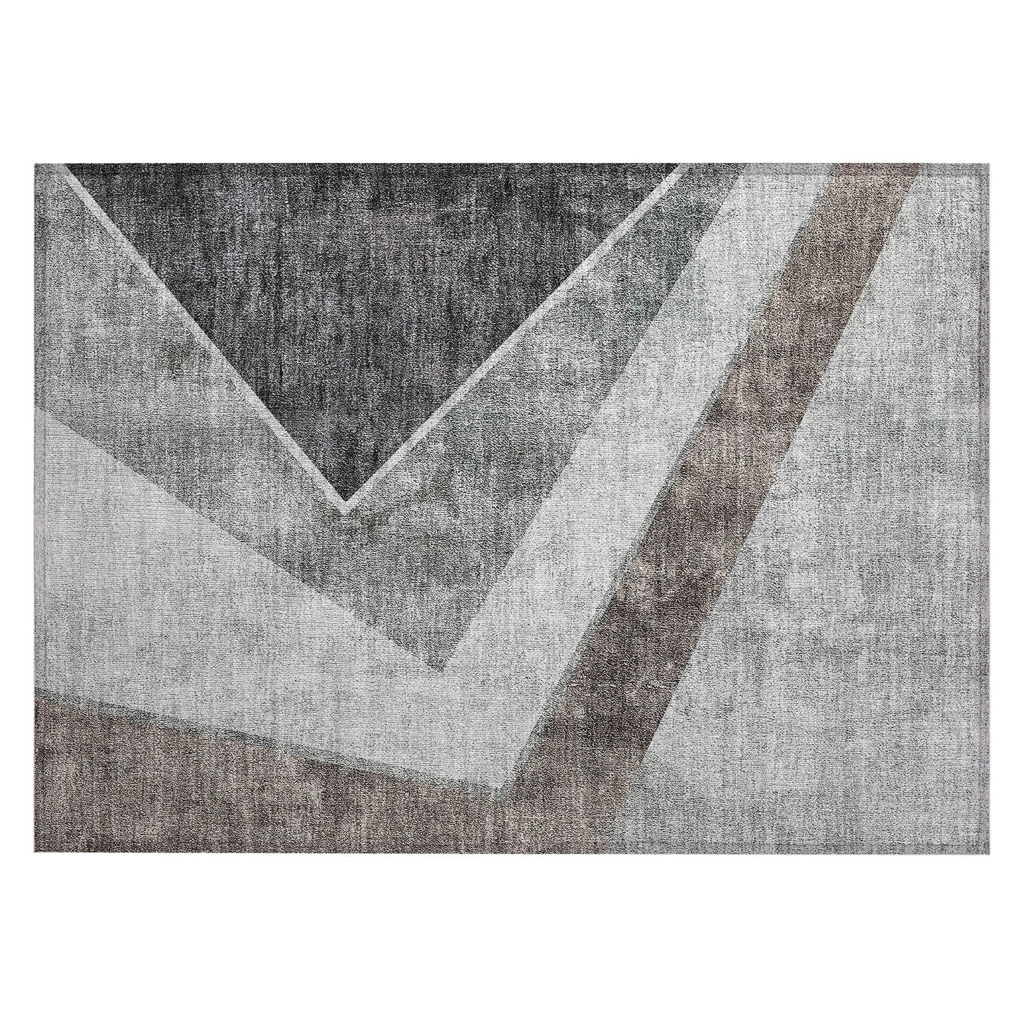 Machine Washable Gray Rug - Indoor / Outdoor - Kids / Pet Friendly Geometric Print Rug