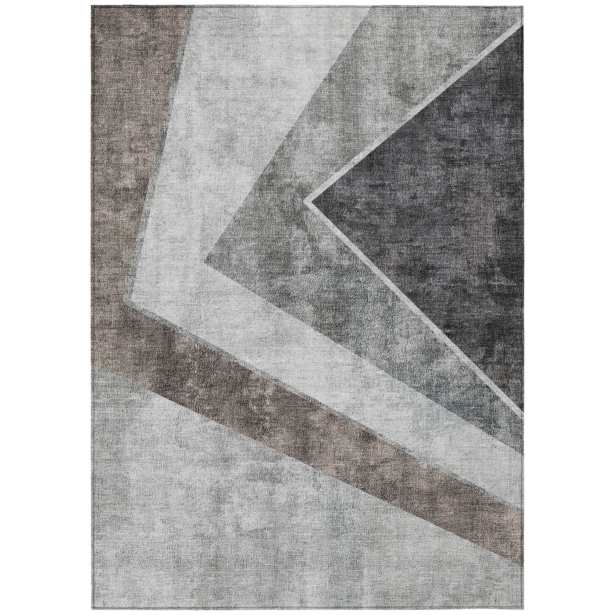 Machine Washable Gray Rug - Indoor / Outdoor - Kids / Pet Friendly Geometric Print Rug