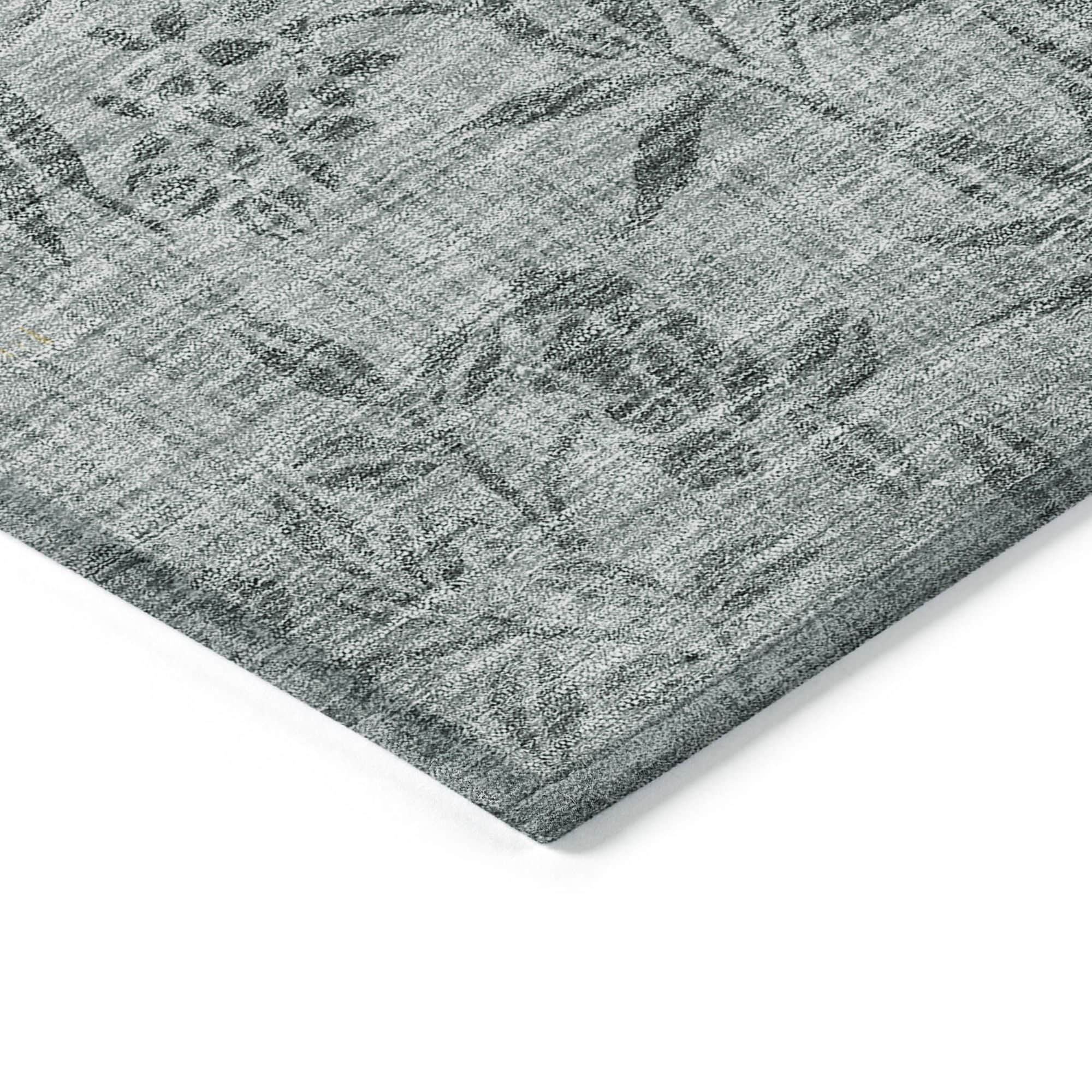 Machine Washable Gray Rug - Indoor / Outdoor - Kids / Pet Friendly Floral Print Rug