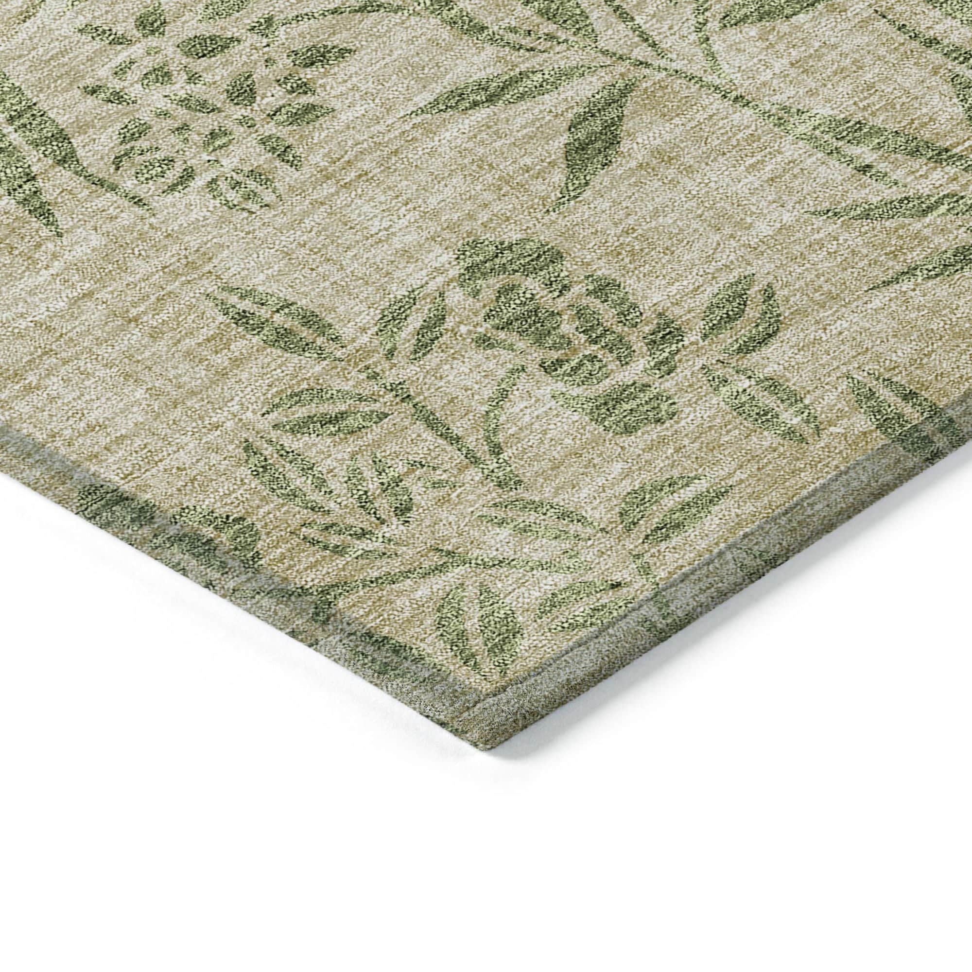 Machine Washable Khaki Brown Rug - Indoor / Outdoor - Kids / Pet Friendly Floral Print Rug