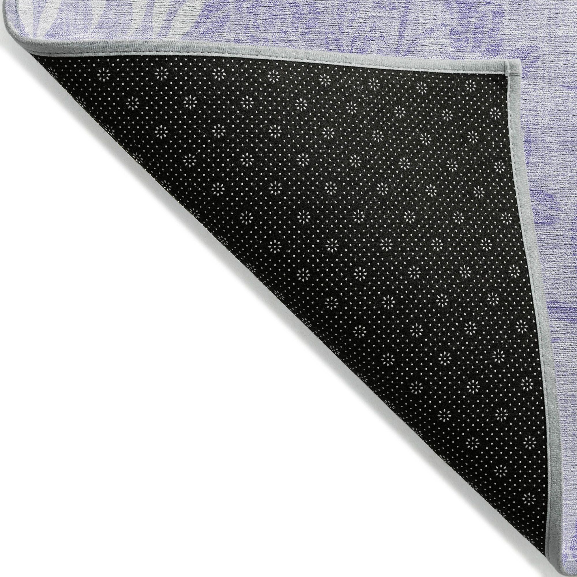 Machine Washable Lilac Purple Rug - Indoor / Outdoor - Kids / Pet Friendly Floral Print Rug