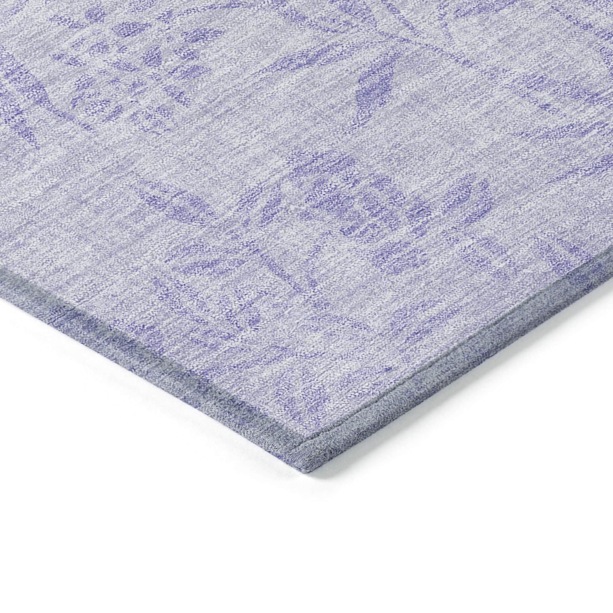 Machine Washable Lilac Purple Rug - Indoor / Outdoor - Kids / Pet Friendly Floral Print Rug
