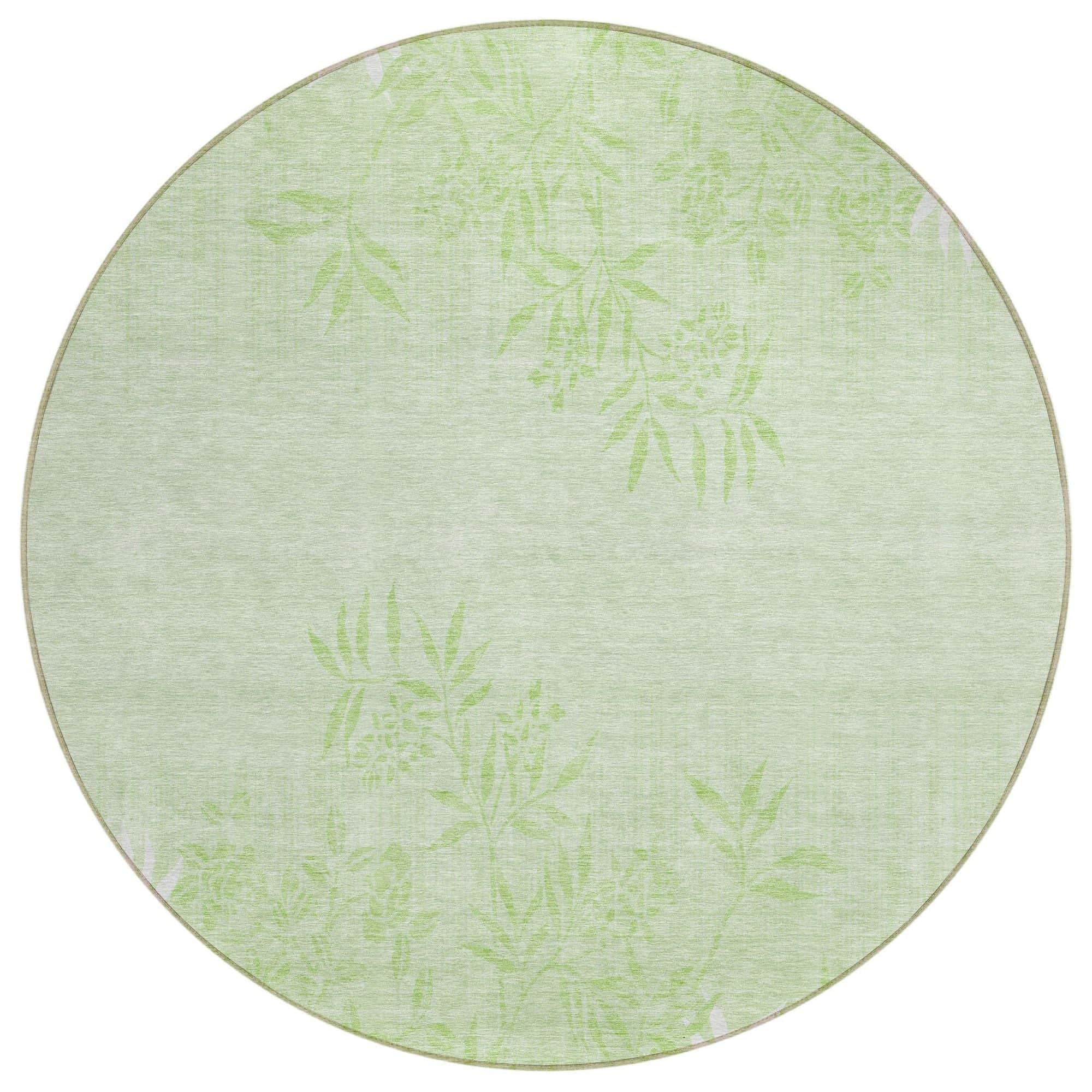 Machine Washable Mint Green Rug - Indoor / Outdoor - Kids / Pet Friendly Floral Print Rug