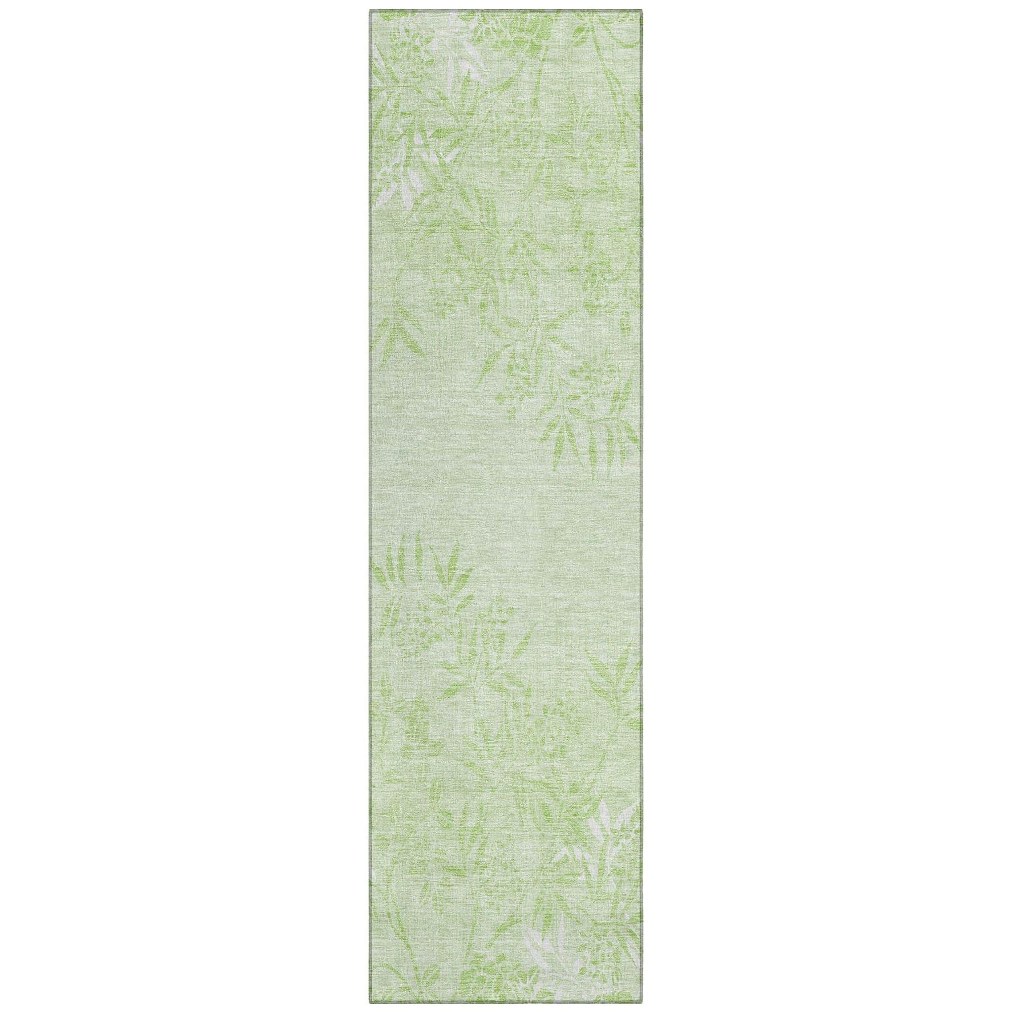 Machine Washable Mint Green Rug - Indoor / Outdoor - Kids / Pet Friendly Floral Print Rug