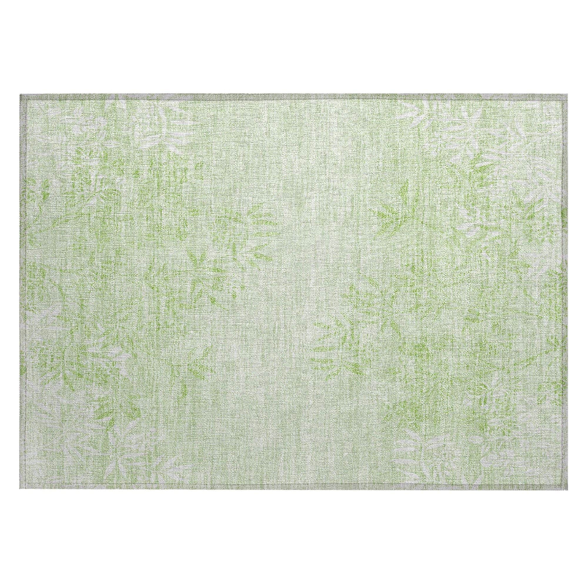 Machine Washable Mint Green Rug - Indoor / Outdoor - Kids / Pet Friendly Floral Print Rug