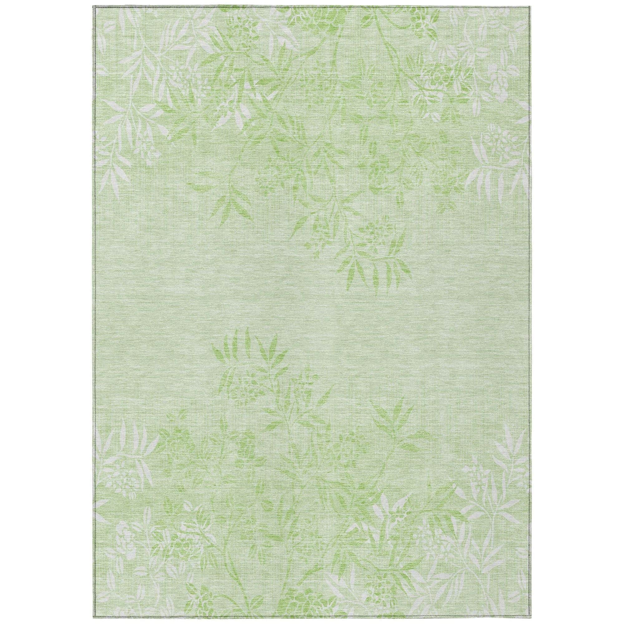 Machine Washable Mint Green Rug - Indoor / Outdoor - Kids / Pet Friendly Floral Print Rug