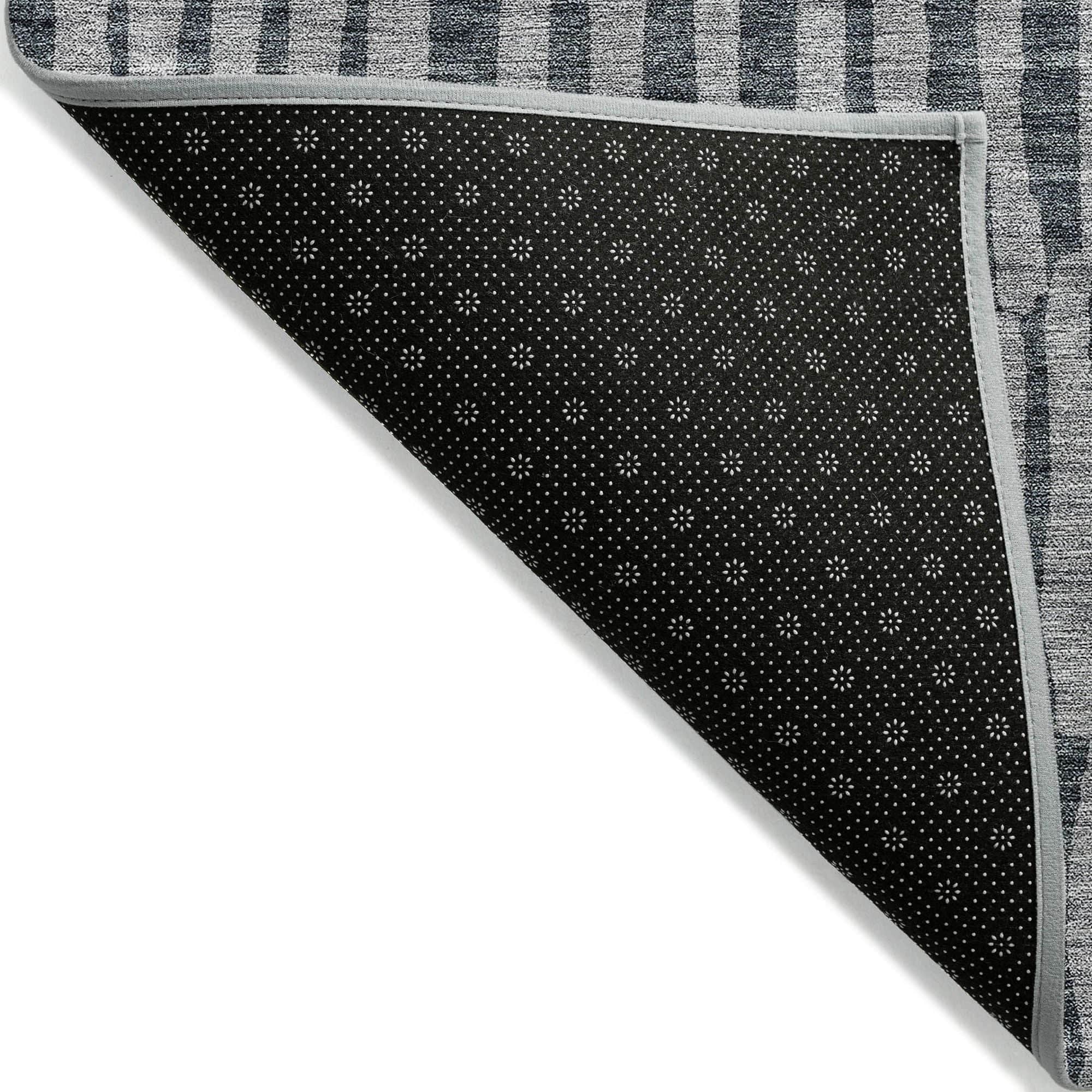Machine Washable Charcoal Gray Rug - Indoor / Outdoor - Kids / Pet Friendly Striped Print Rug