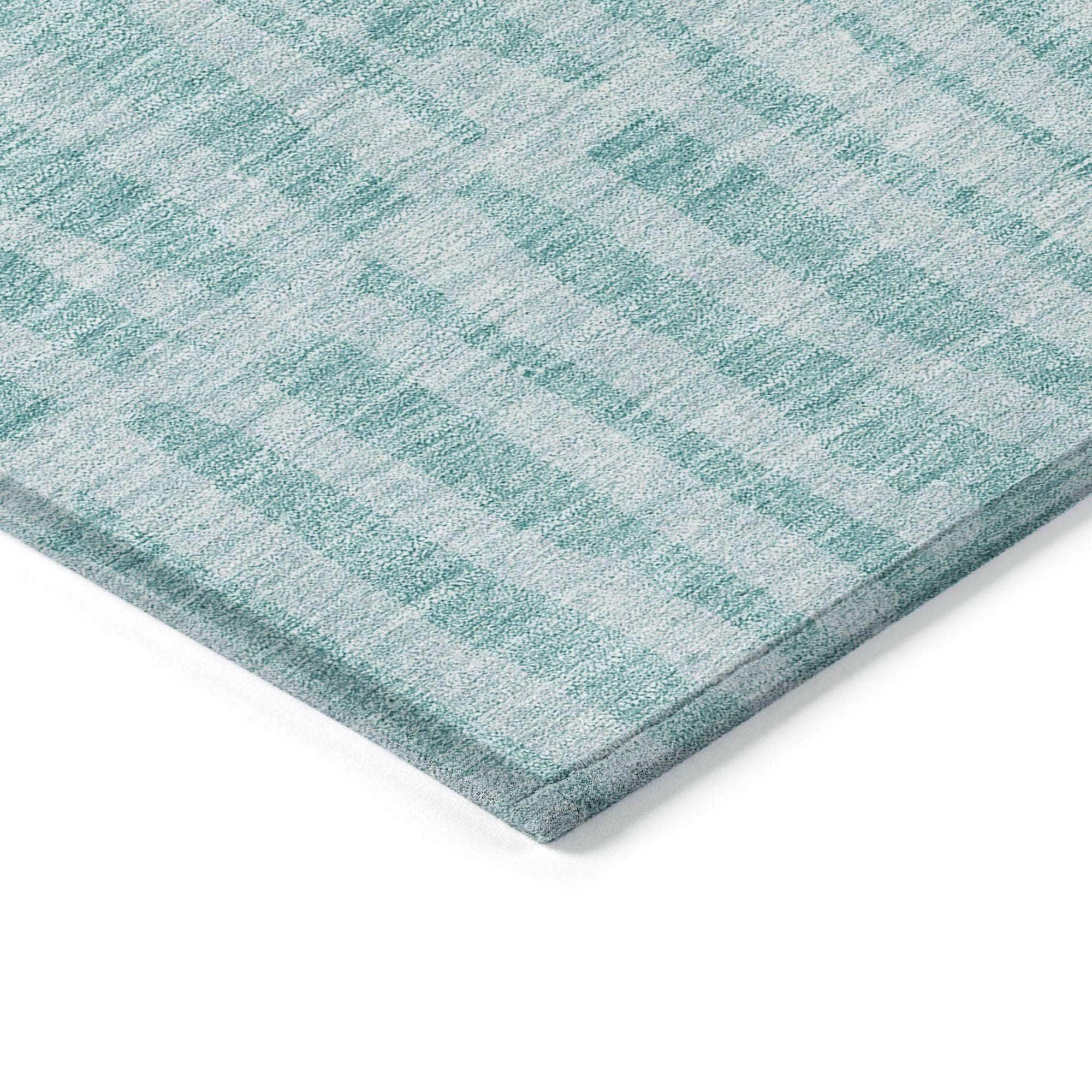 Machine Washable Teal Rug - Indoor / Outdoor - Kids / Pet Friendly Striped Print Rug