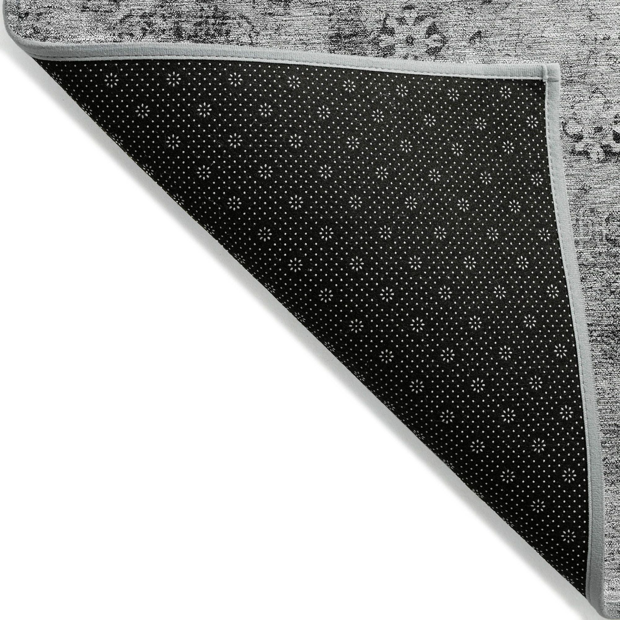 Machine Washable Gray Rug - Indoor / Outdoor - Kids / Pet Friendly Oriental Print Rug