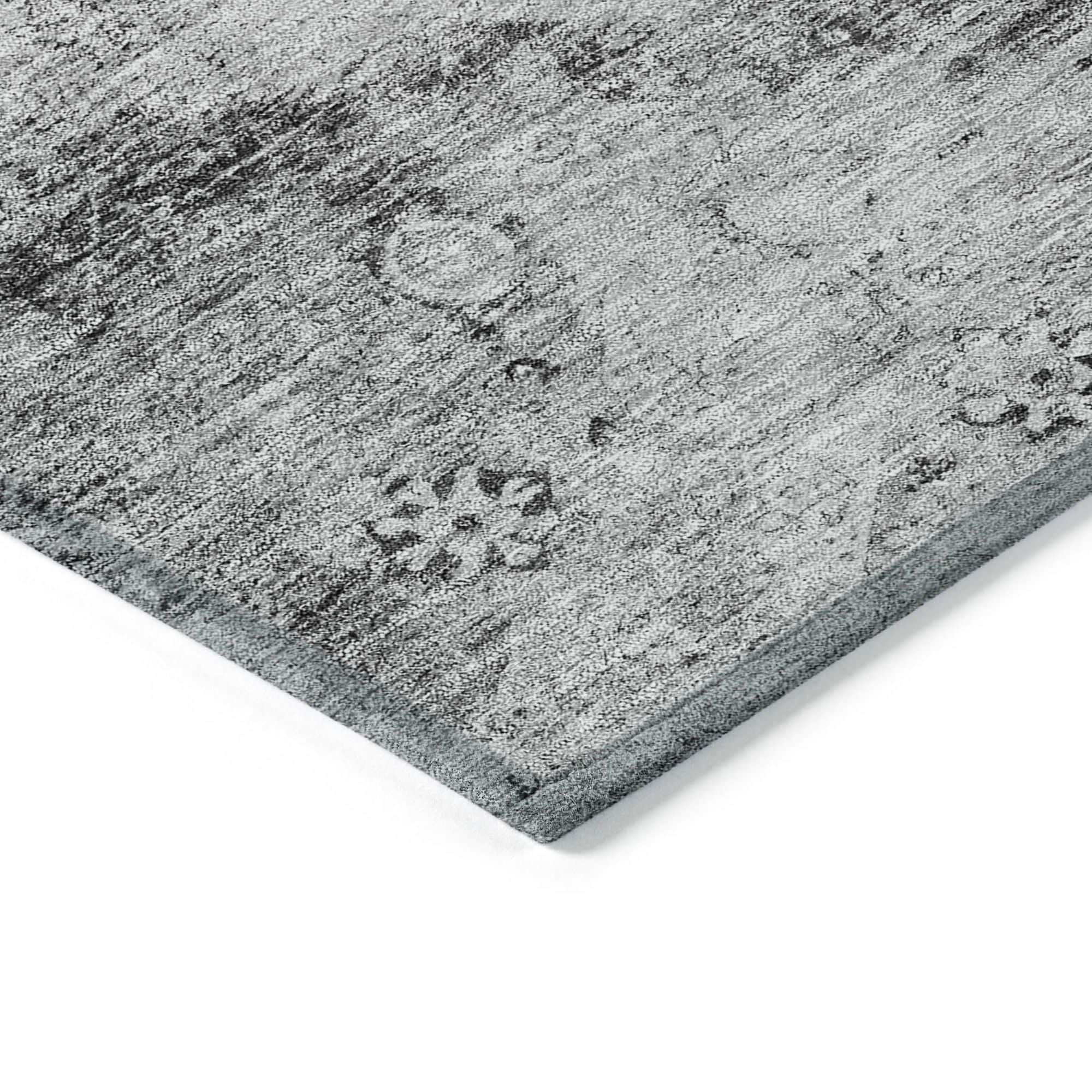 Machine Washable Gray Rug - Indoor / Outdoor - Kids / Pet Friendly Oriental Print Rug