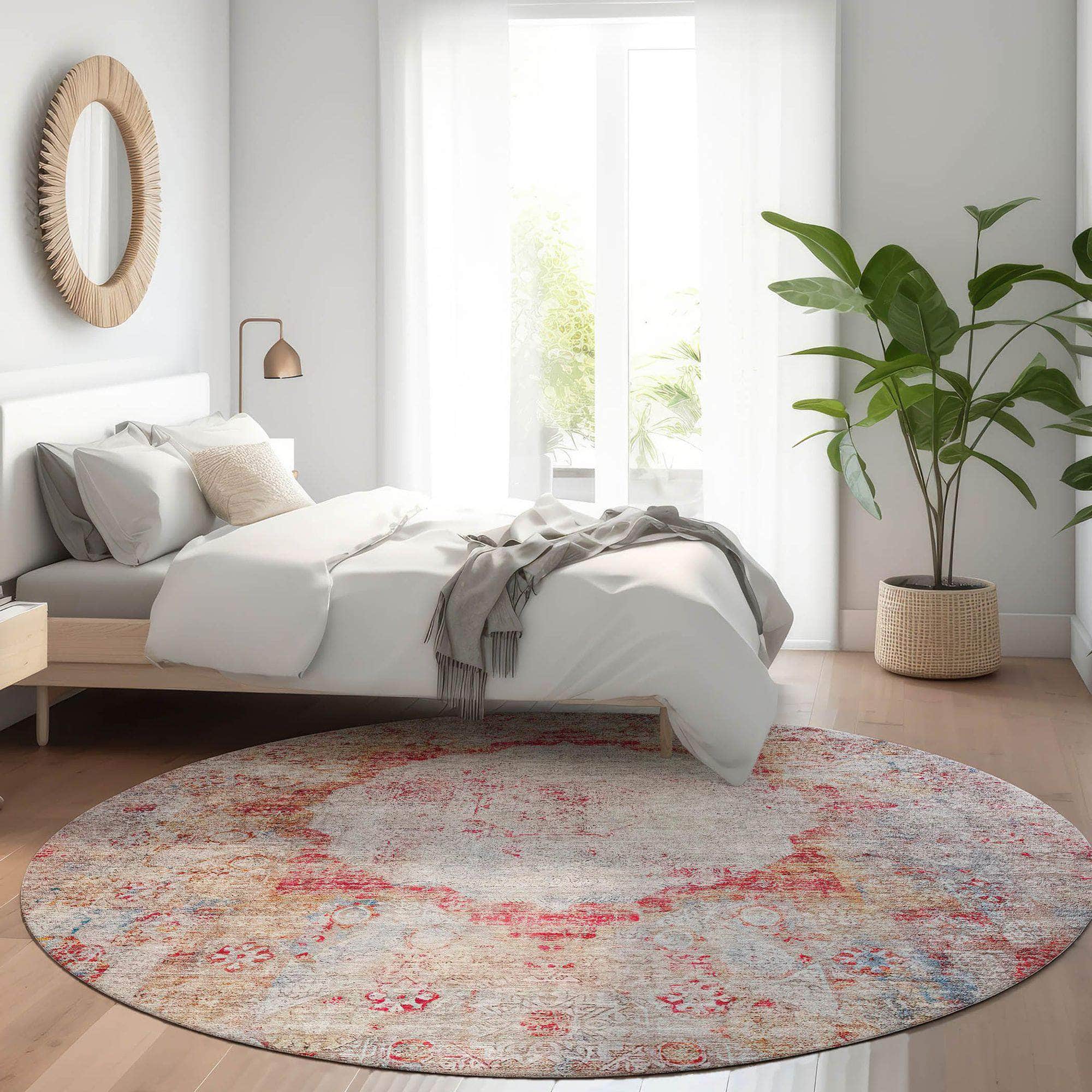 Machine Washable Red Rug - Indoor / Outdoor - Kids / Pet Friendly Oriental Print Rug