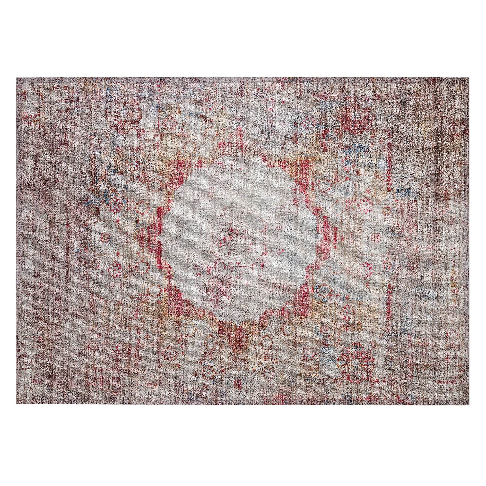 Machine Washable Red Rug - Indoor / Outdoor - Kids / Pet Friendly Oriental Print Rug