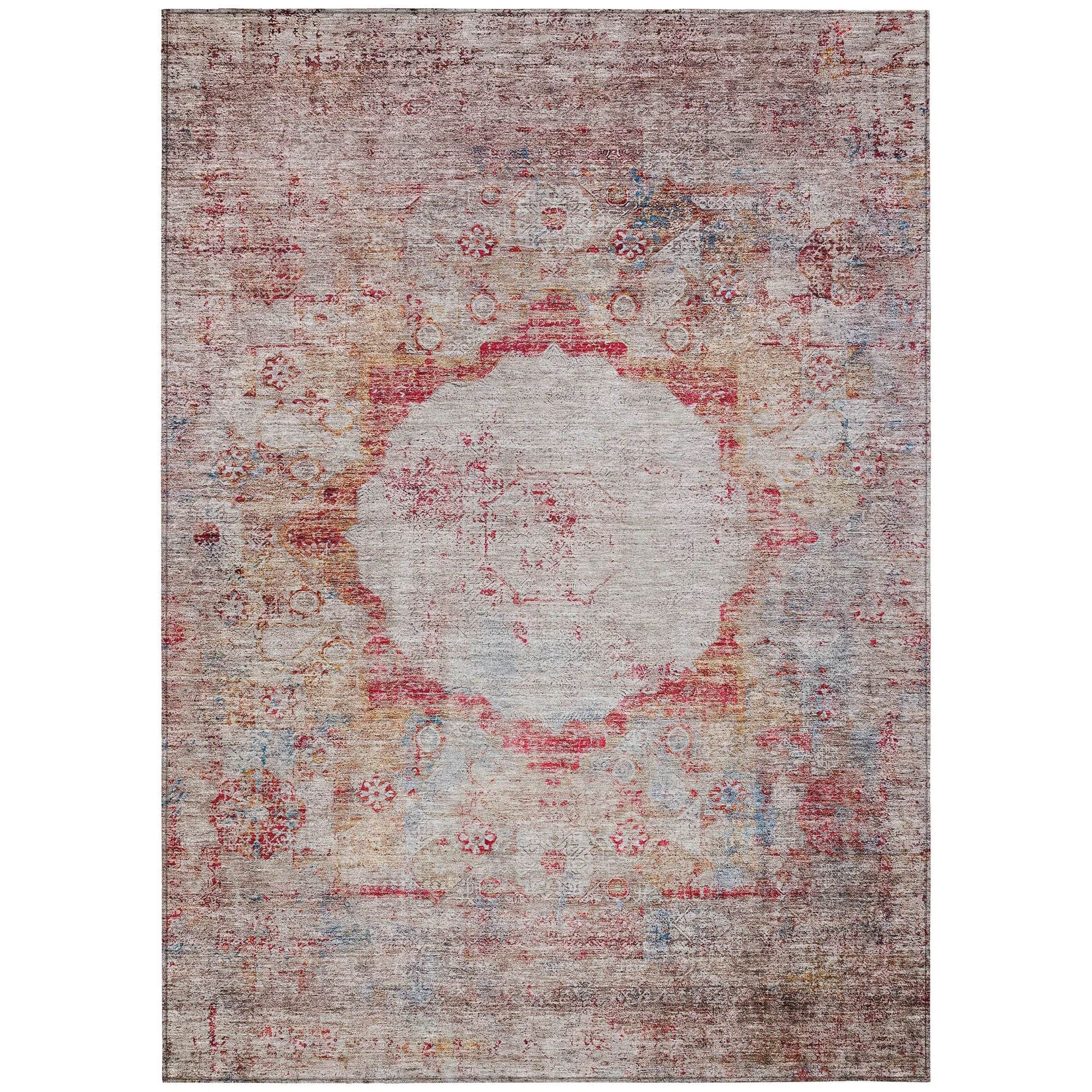 Machine Washable Red Rug - Indoor / Outdoor - Kids / Pet Friendly Oriental Print Rug