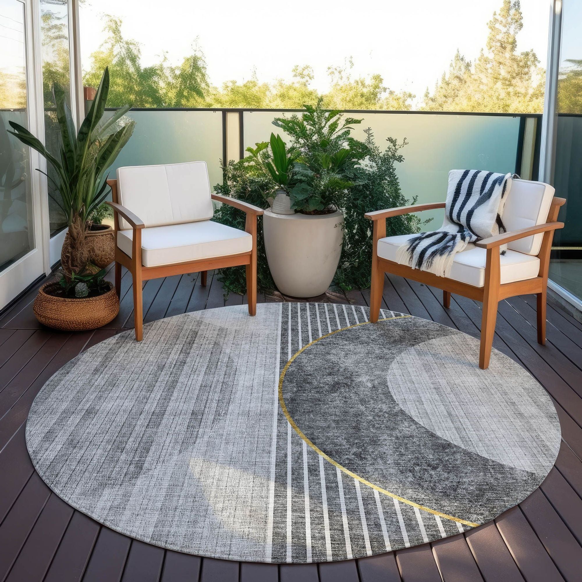Machine Washable Charcoal Gray Rug - Indoor / Outdoor - Kids / Pet Friendly Modern Print Rug
