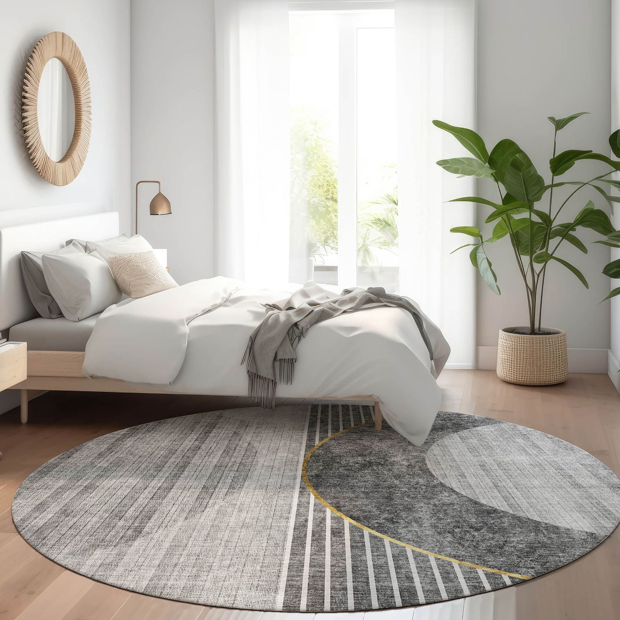 Machine Washable Charcoal Gray Rug - Indoor / Outdoor - Kids / Pet Friendly Modern Print Rug