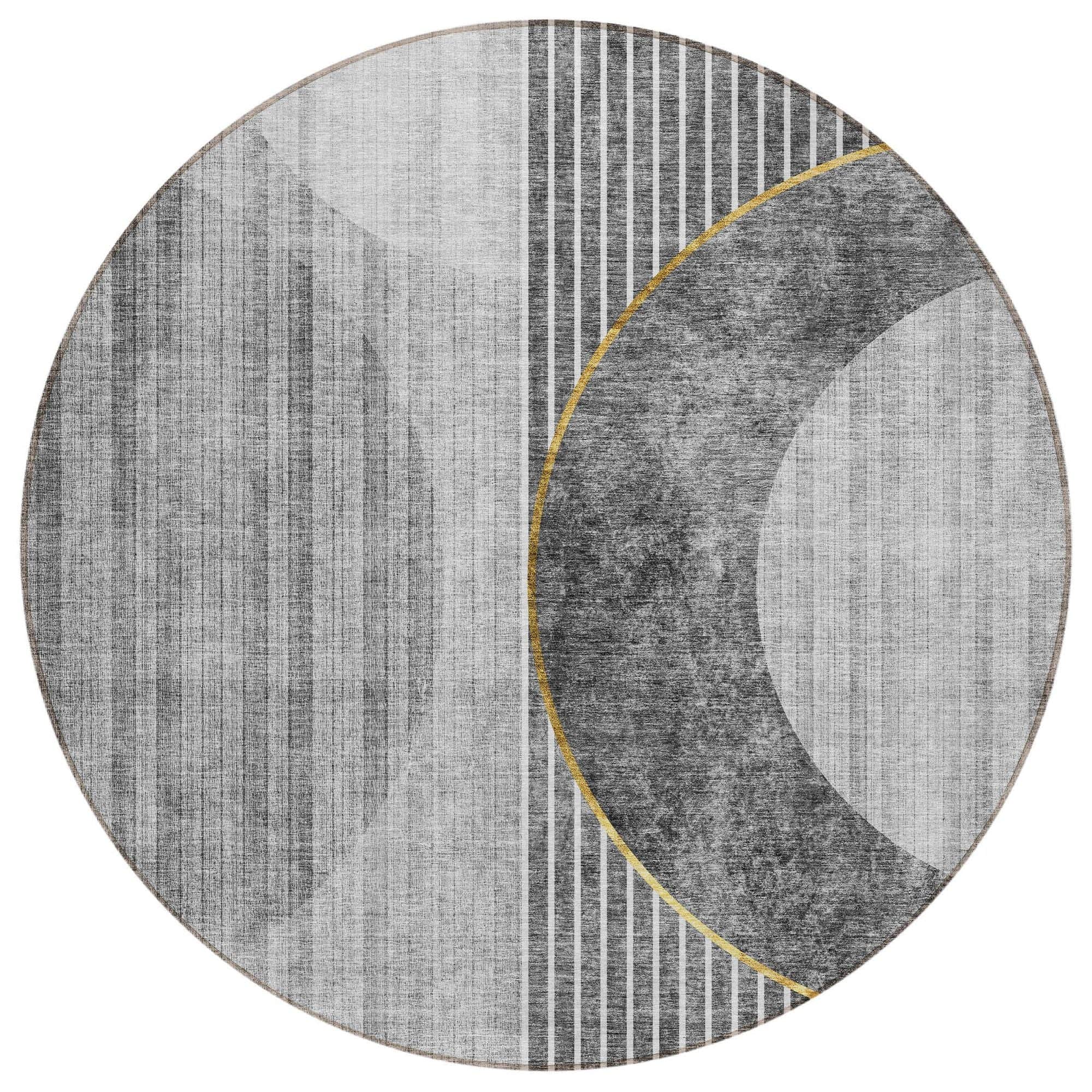 Machine Washable Charcoal Gray Rug - Indoor / Outdoor - Kids / Pet Friendly Modern Print Rug