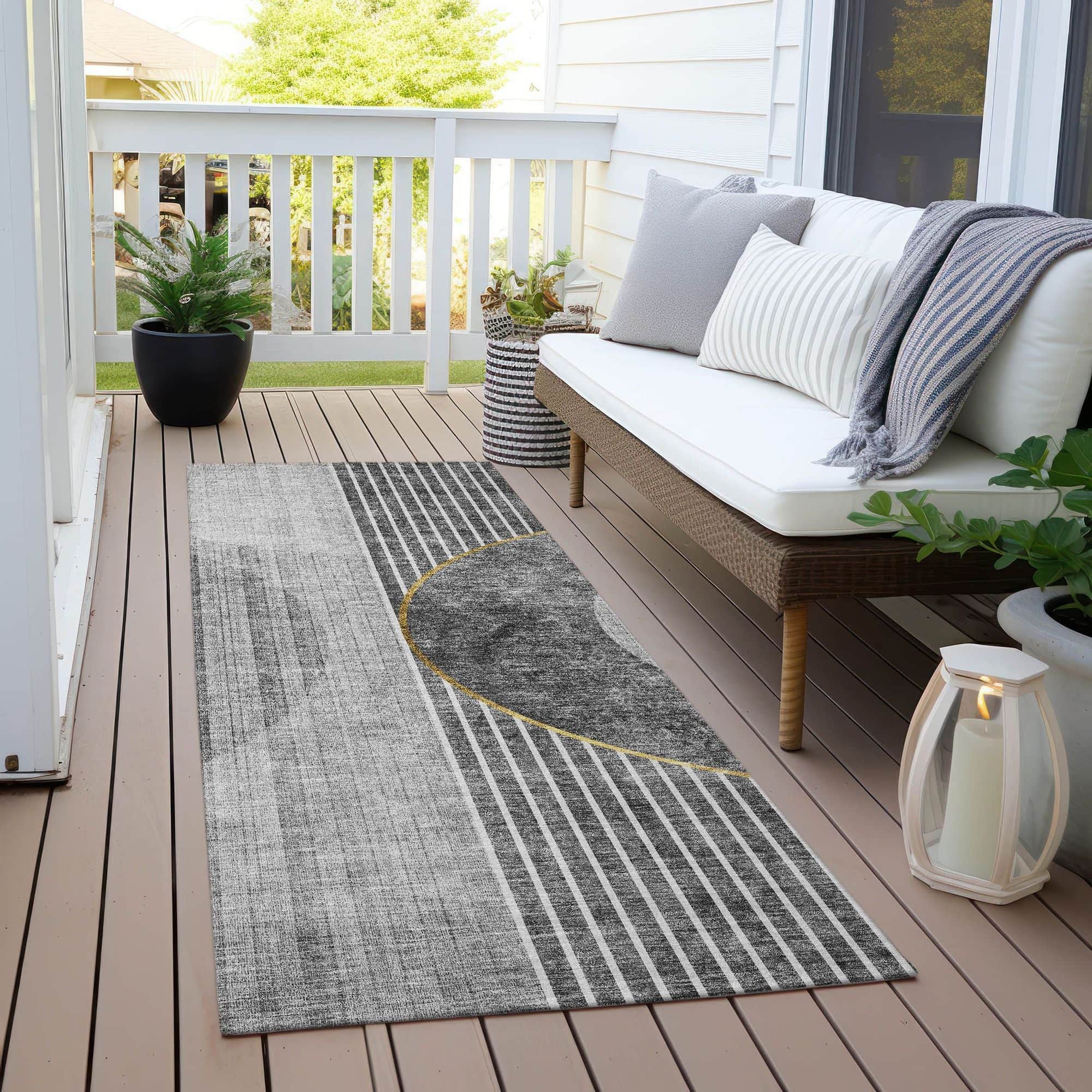Machine Washable Charcoal Gray Rug - Indoor / Outdoor - Kids / Pet Friendly Modern Print Rug