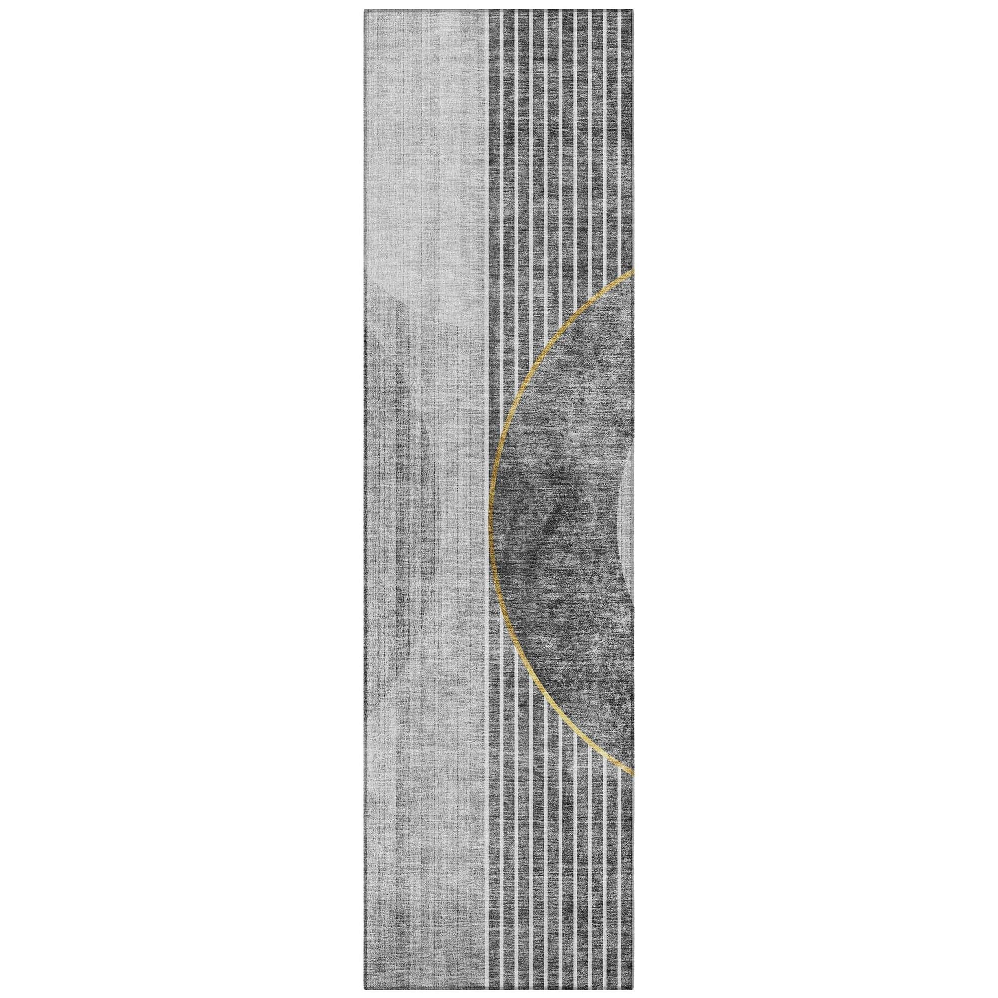 Machine Washable Charcoal Gray Rug - Indoor / Outdoor - Kids / Pet Friendly Modern Print Rug