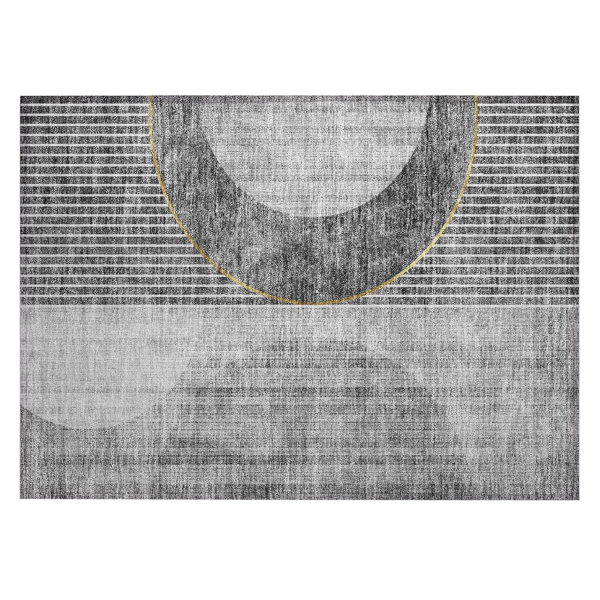 Machine Washable Charcoal Gray Rug - Indoor / Outdoor - Kids / Pet Friendly Modern Print Rug