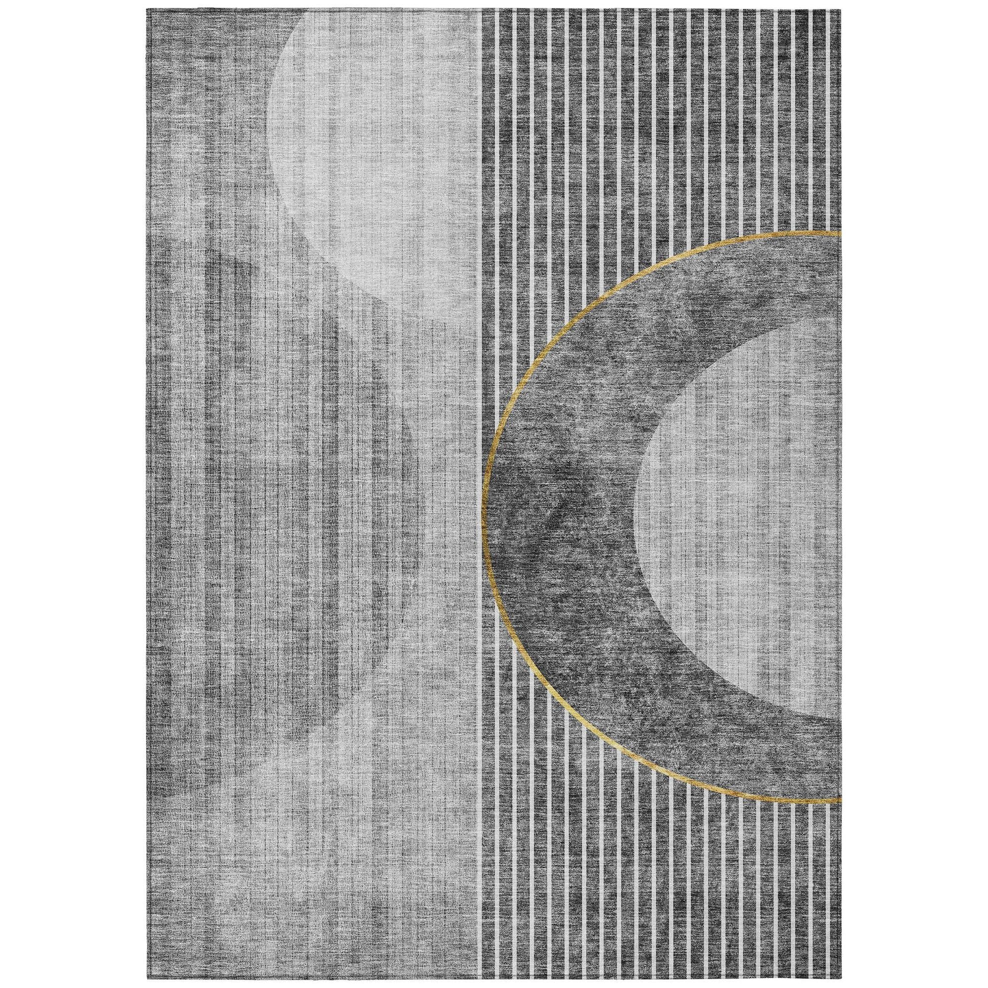 Machine Washable Charcoal Gray Rug - Indoor / Outdoor - Kids / Pet Friendly Modern Print Rug