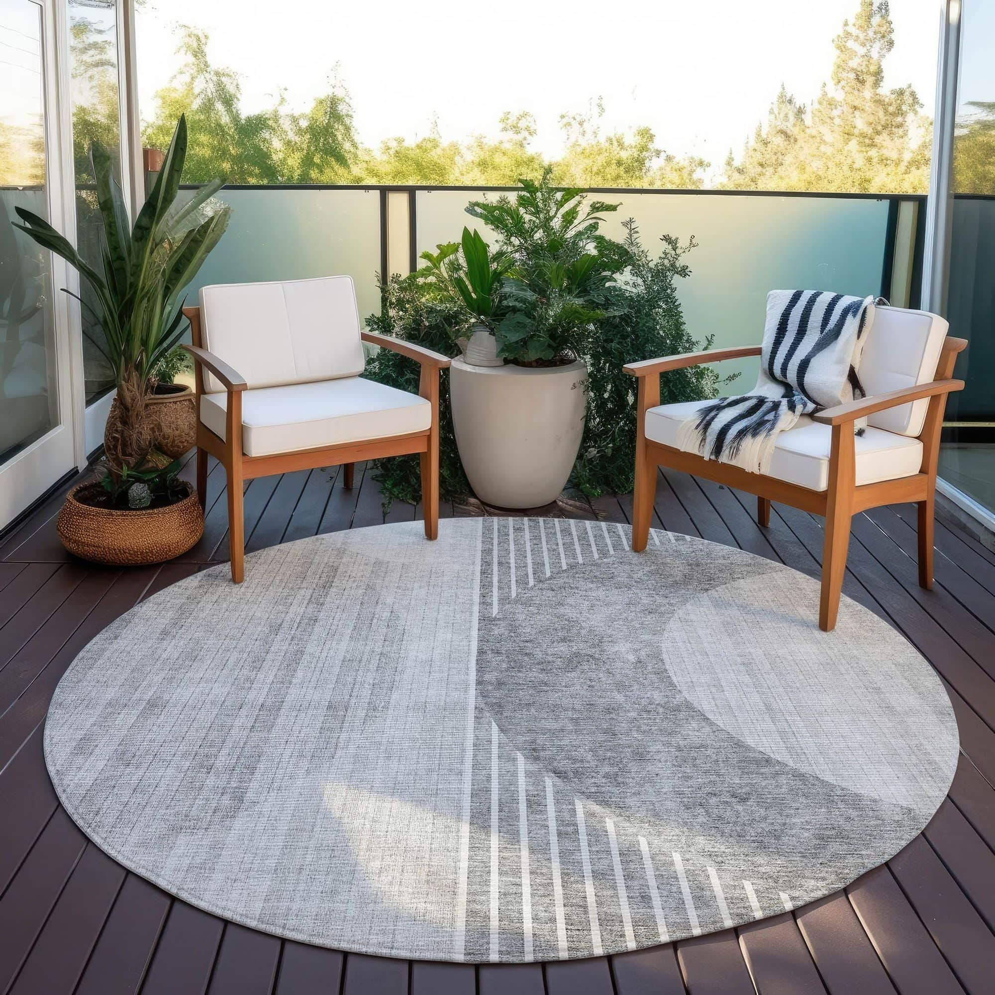 Machine Washable Gray Rug - Indoor / Outdoor - Kids / Pet Friendly Modern Print Rug