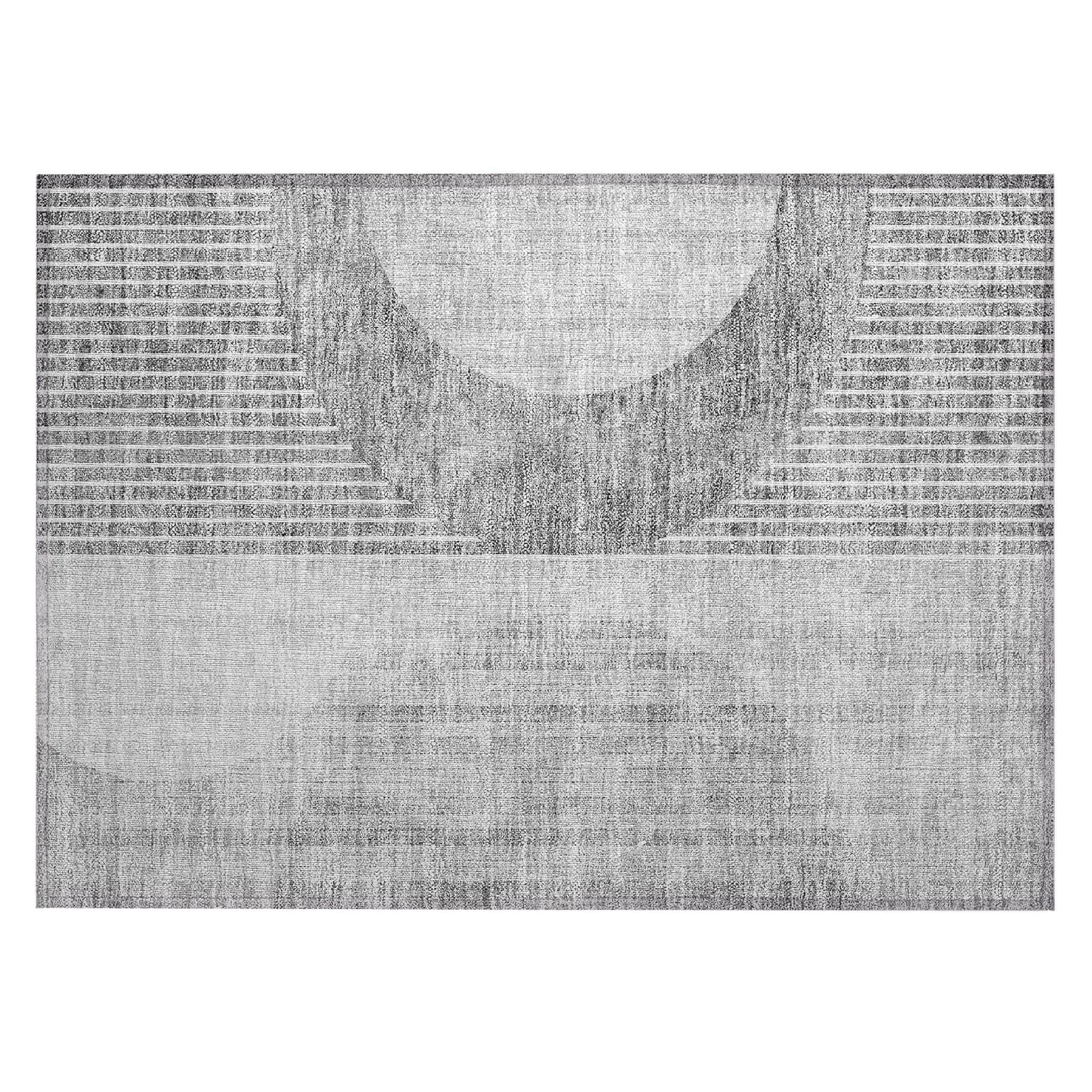 Machine Washable Gray Rug - Indoor / Outdoor - Kids / Pet Friendly Modern Print Rug