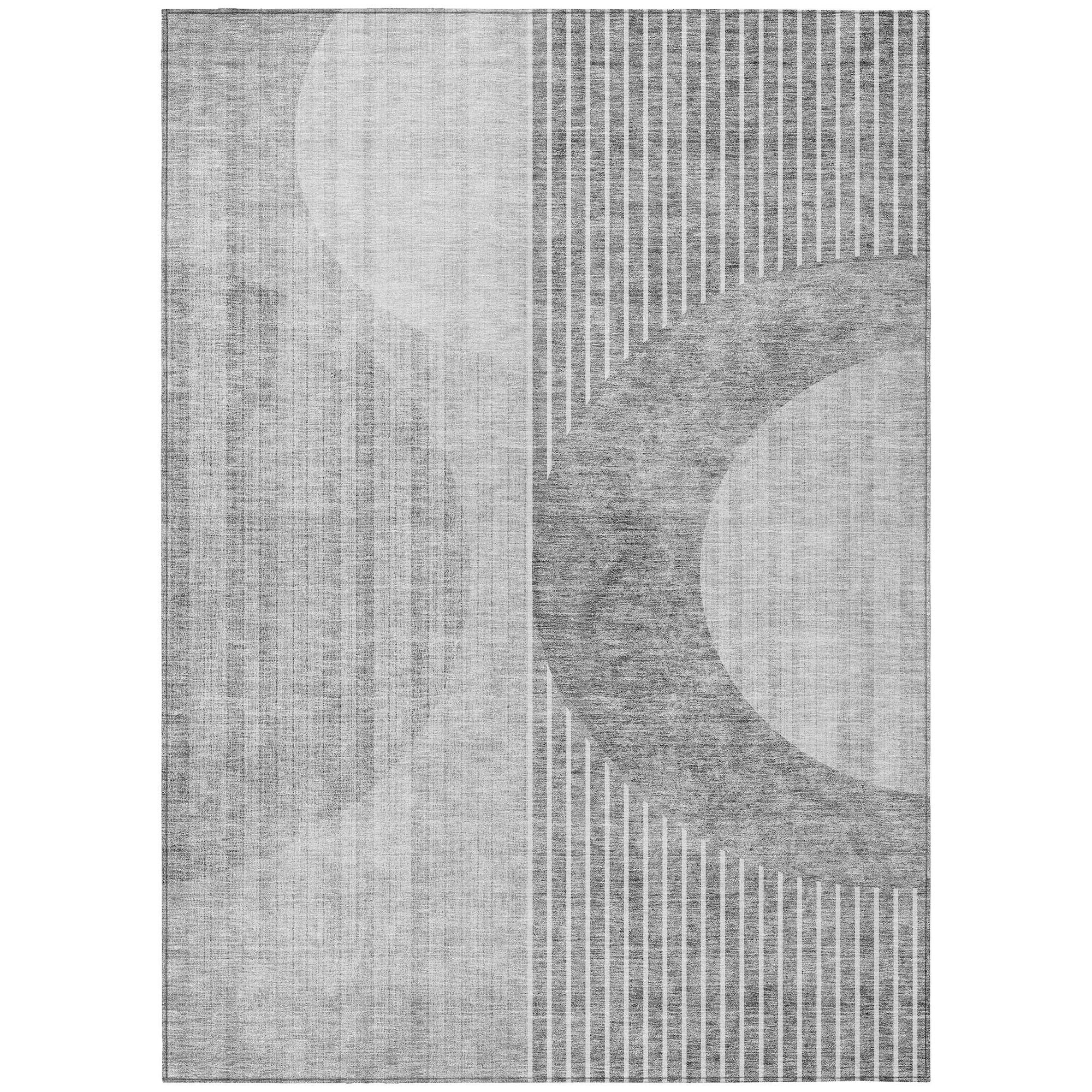 Machine Washable Gray Rug - Indoor / Outdoor - Kids / Pet Friendly Modern Print Rug