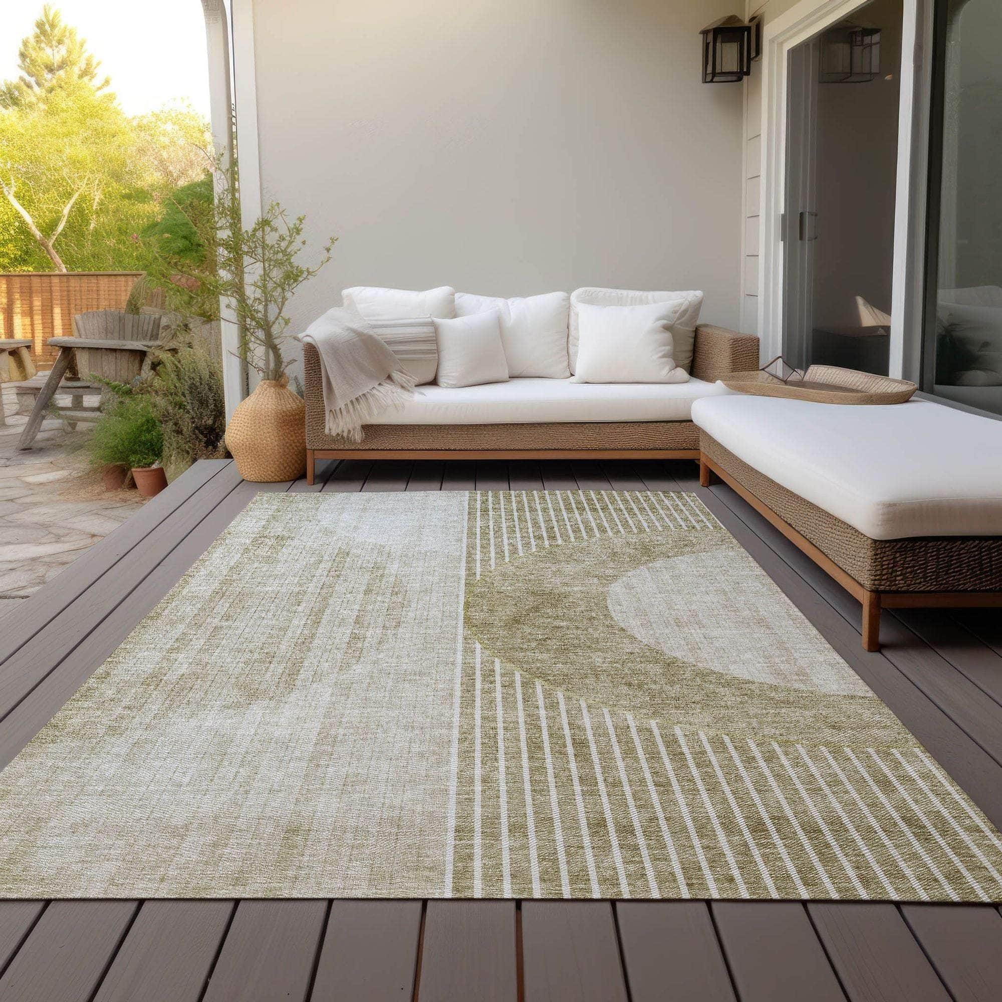 Machine Washable Taupe Brown Rug - Indoor / Outdoor - Kids / Pet Friendly Modern Print Rug