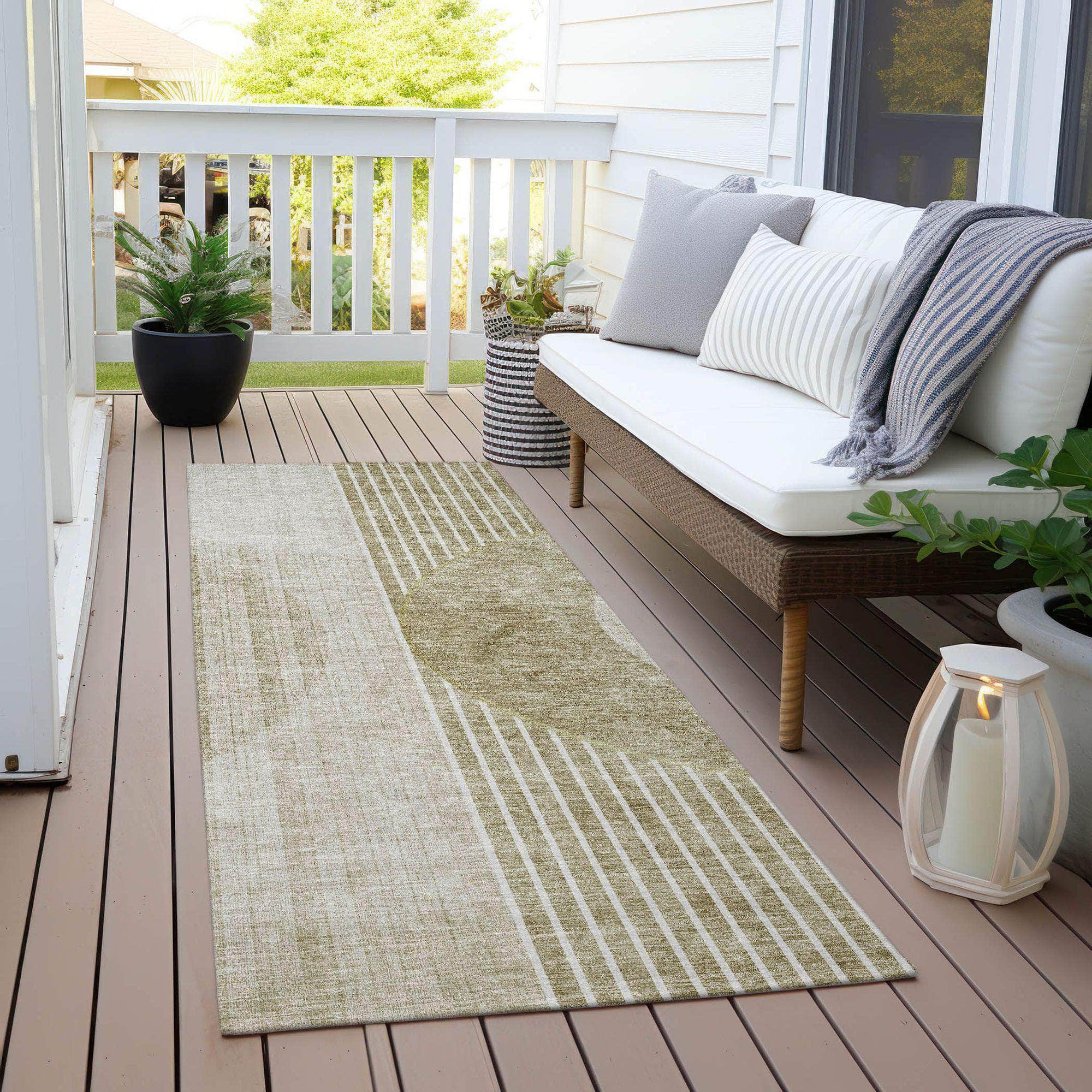 Machine Washable Taupe Brown Rug - Indoor / Outdoor - Kids / Pet Friendly Modern Print Rug