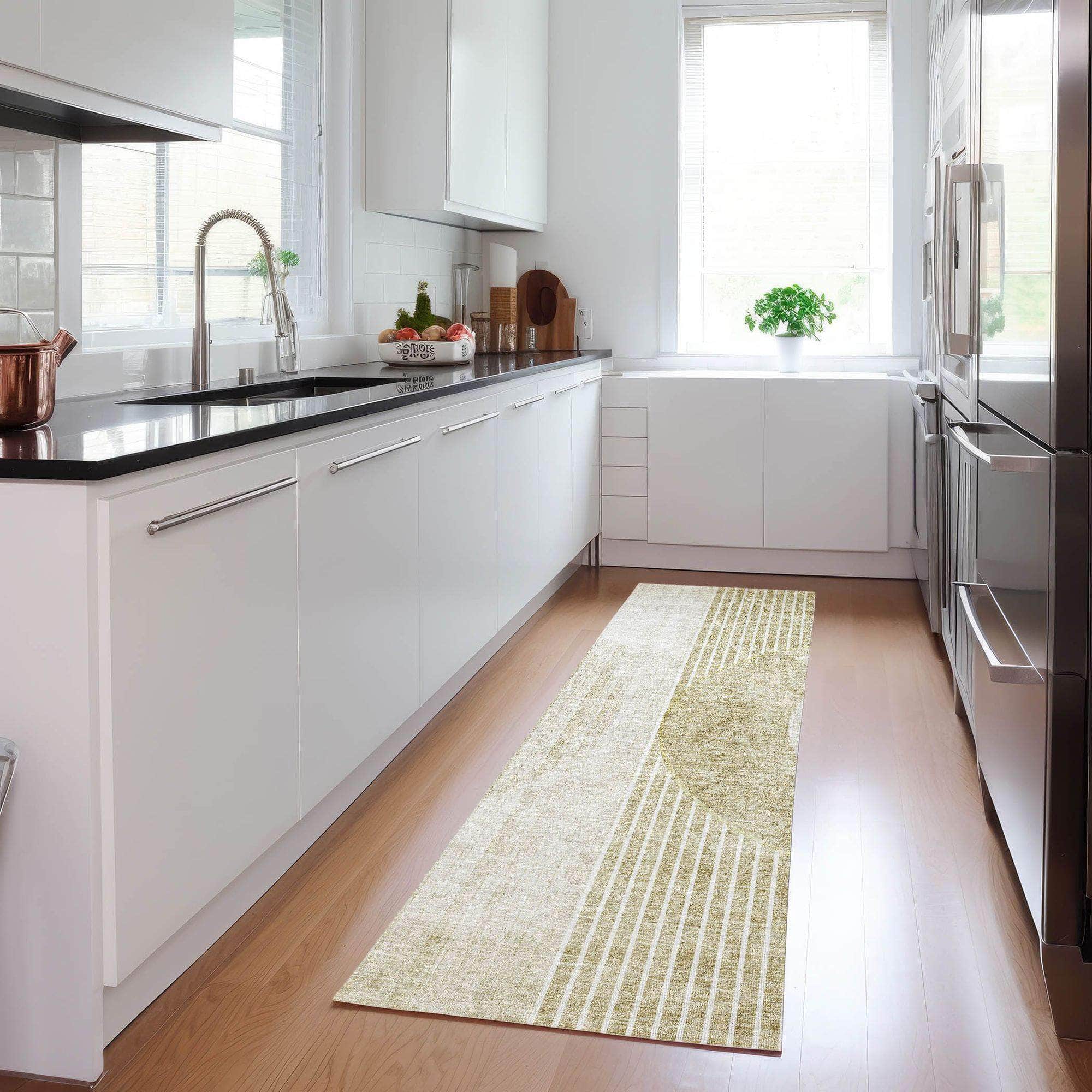 Machine Washable Taupe Brown Rug - Indoor / Outdoor - Kids / Pet Friendly Modern Print Rug