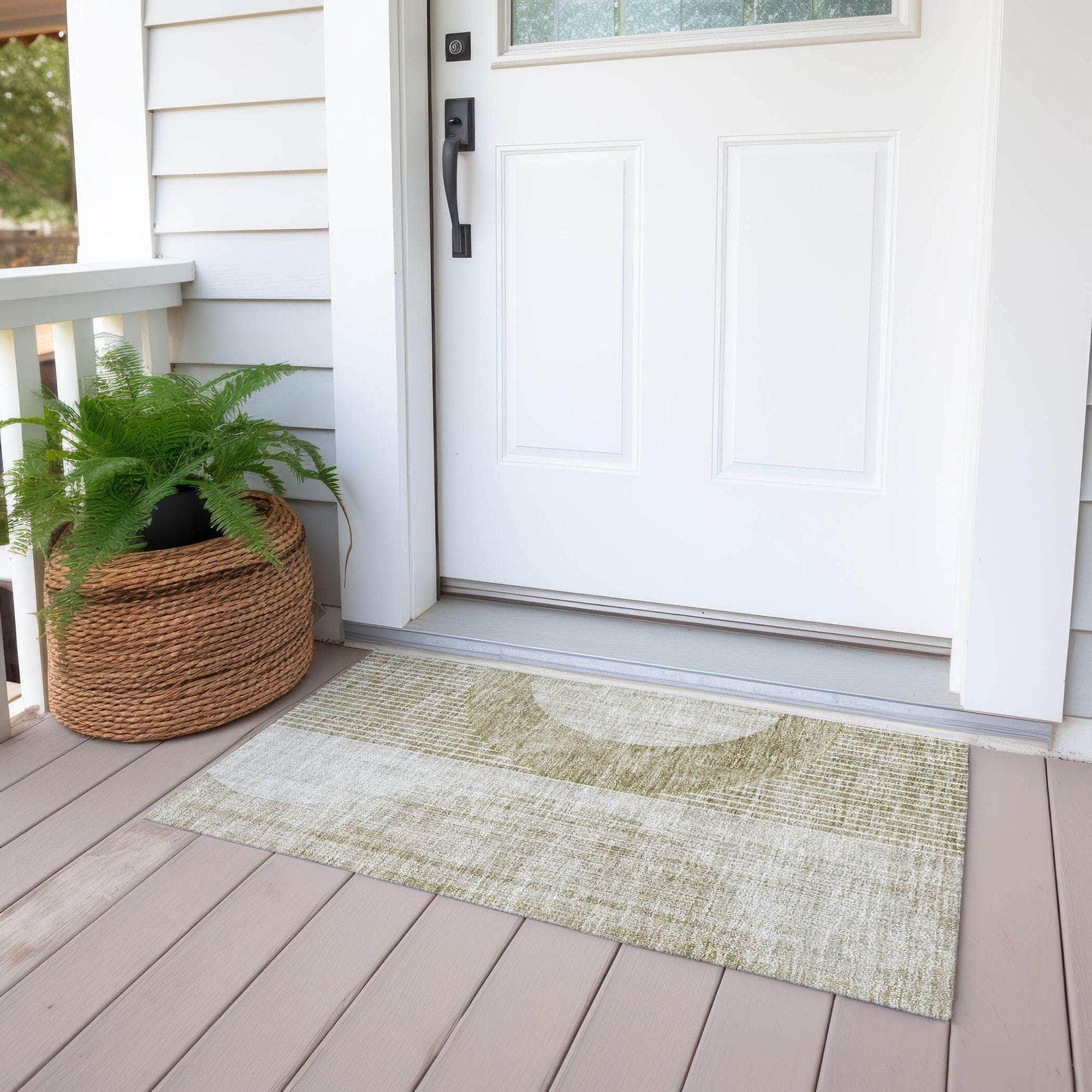 Machine Washable Taupe Brown Rug - Indoor / Outdoor - Kids / Pet Friendly Modern Print Rug
