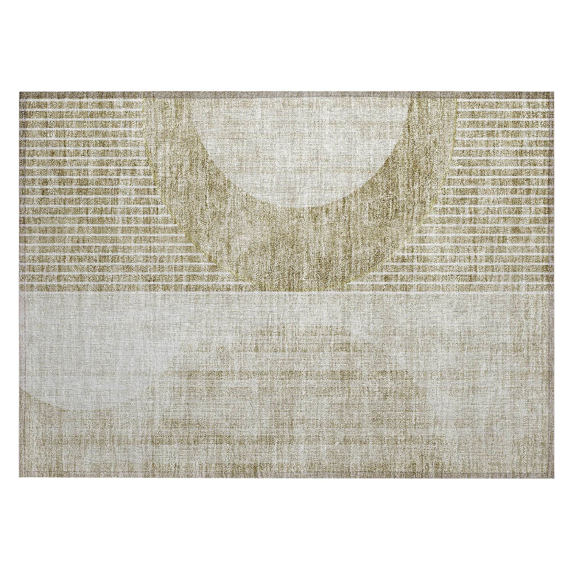 Machine Washable Taupe Brown Rug - Indoor / Outdoor - Kids / Pet Friendly Modern Print Rug