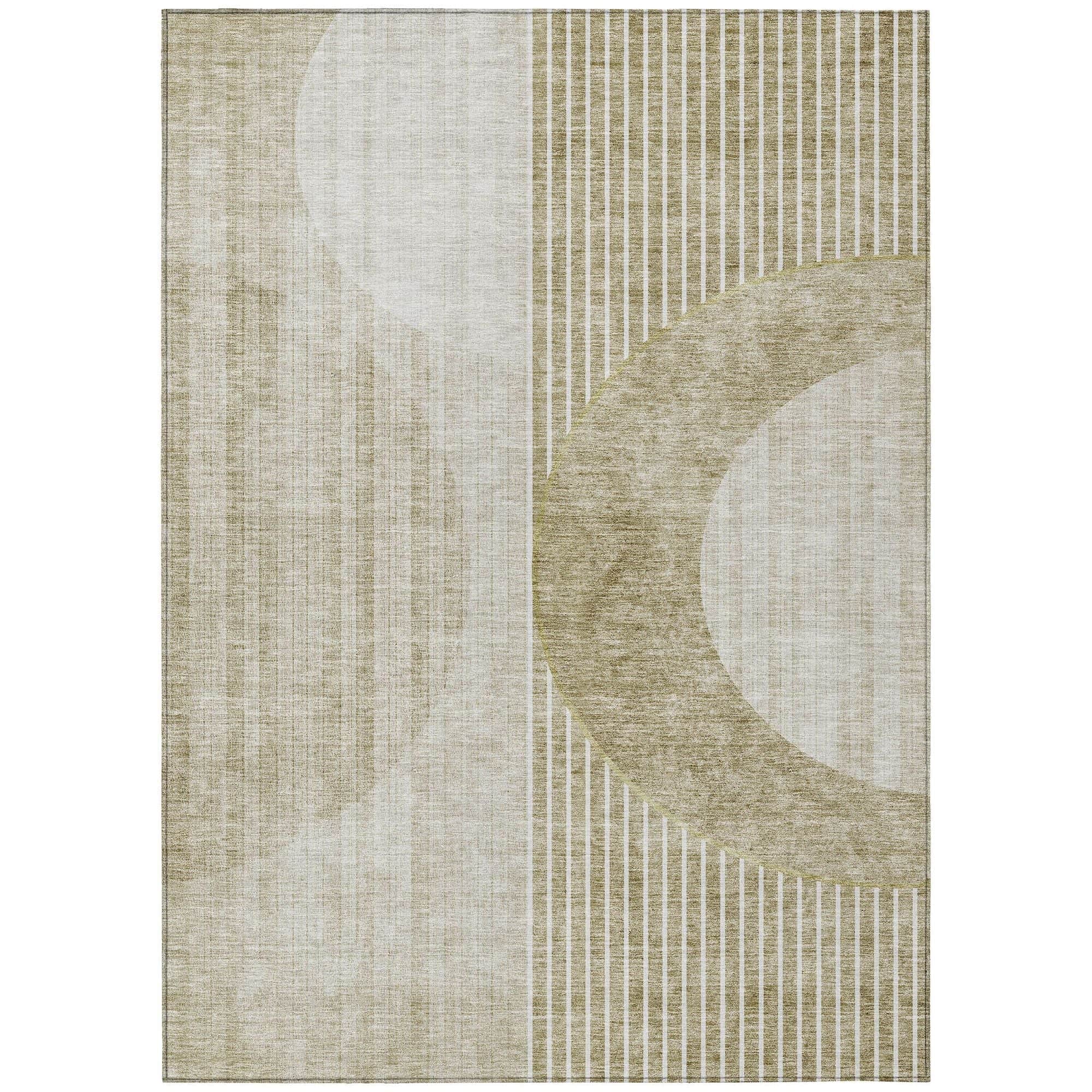 Machine Washable Taupe Brown Rug - Indoor / Outdoor - Kids / Pet Friendly Modern Print Rug