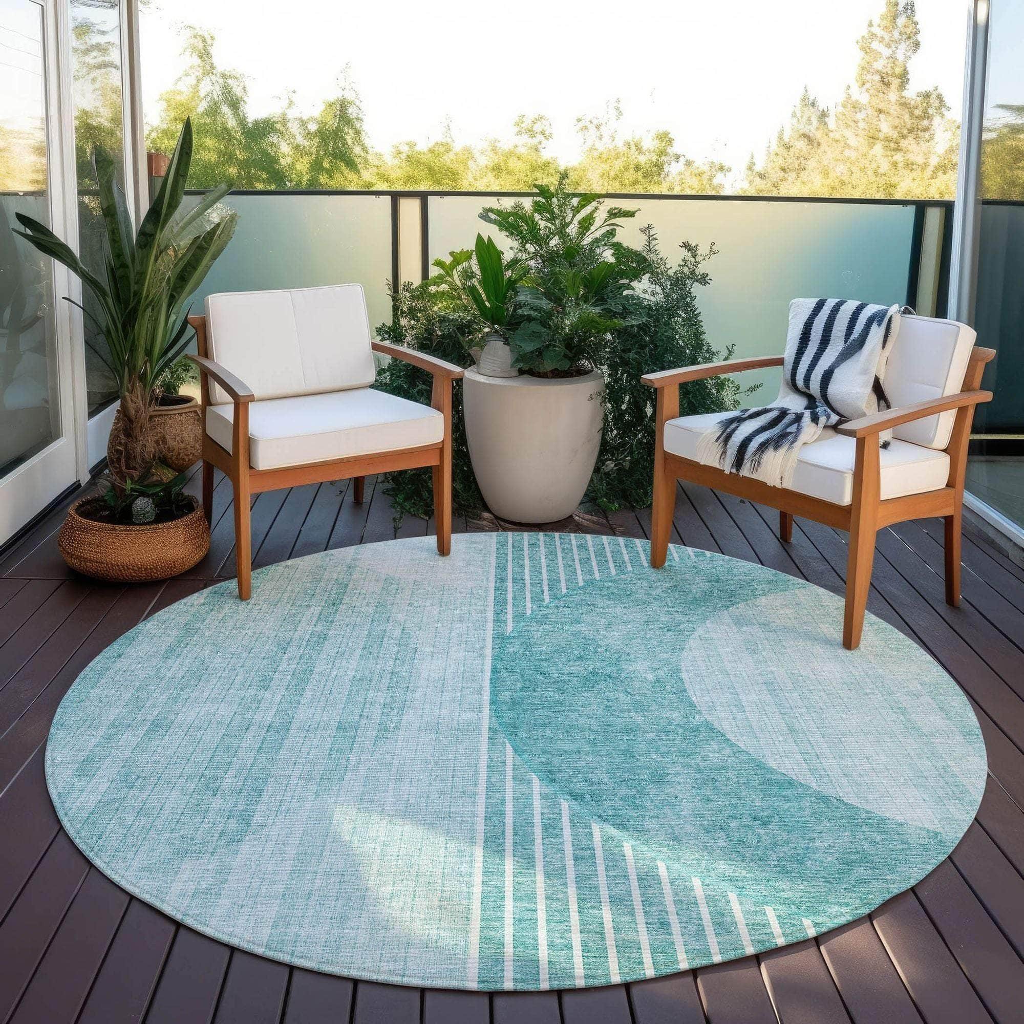 Machine Washable Teal Rug - Indoor / Outdoor - Kids / Pet Friendly Modern Print Rug