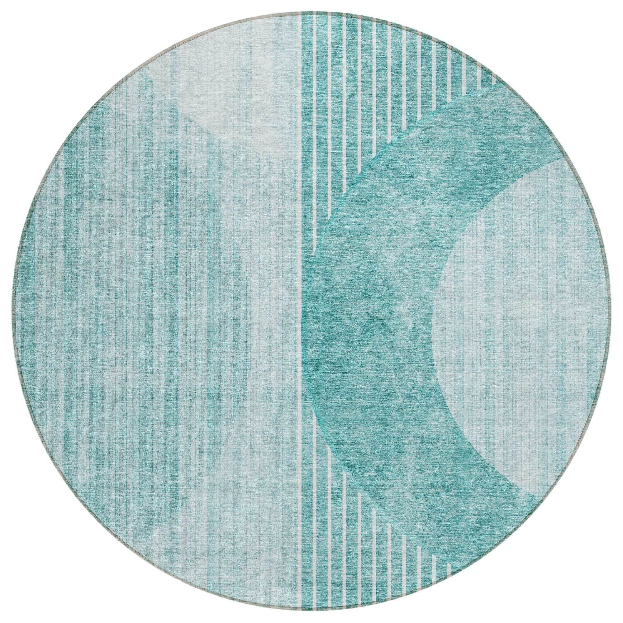 Machine Washable Teal Rug - Indoor / Outdoor - Kids / Pet Friendly Modern Print Rug