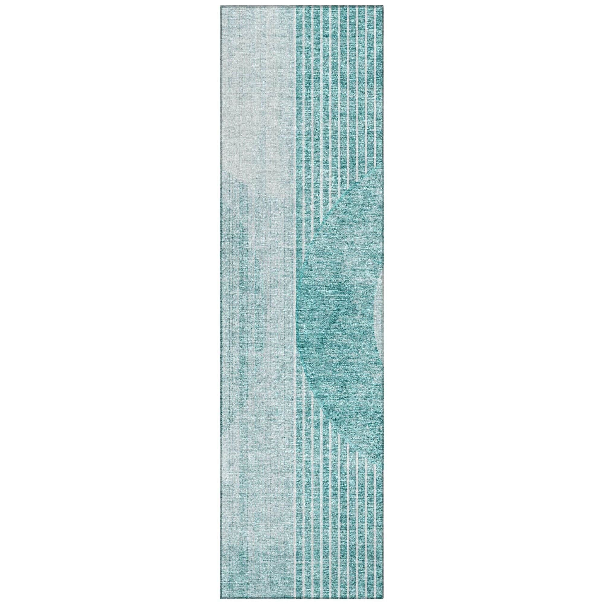 Machine Washable Teal Rug - Indoor / Outdoor - Kids / Pet Friendly Modern Print Rug