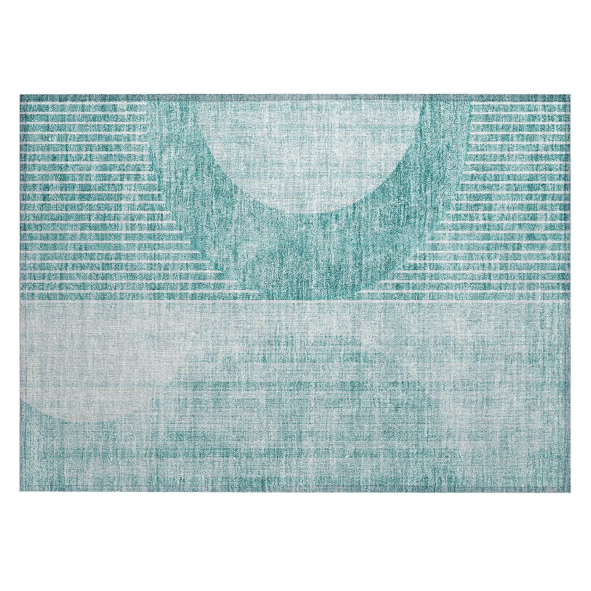 Machine Washable Teal Rug - Indoor / Outdoor - Kids / Pet Friendly Modern Print Rug
